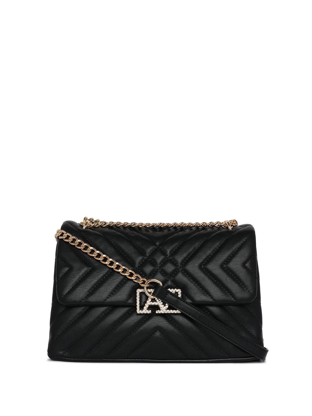 

ALDO Textured Structured Sling Bag with Quilted Detail, Black