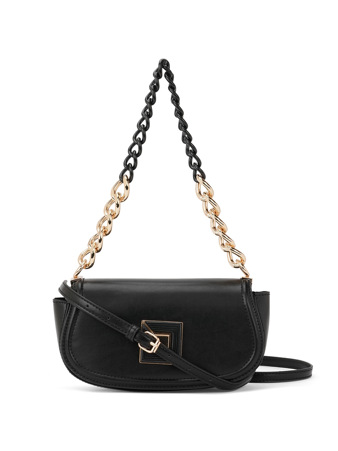 

ALDO Black PU Structured Handheld Bag with Quilted