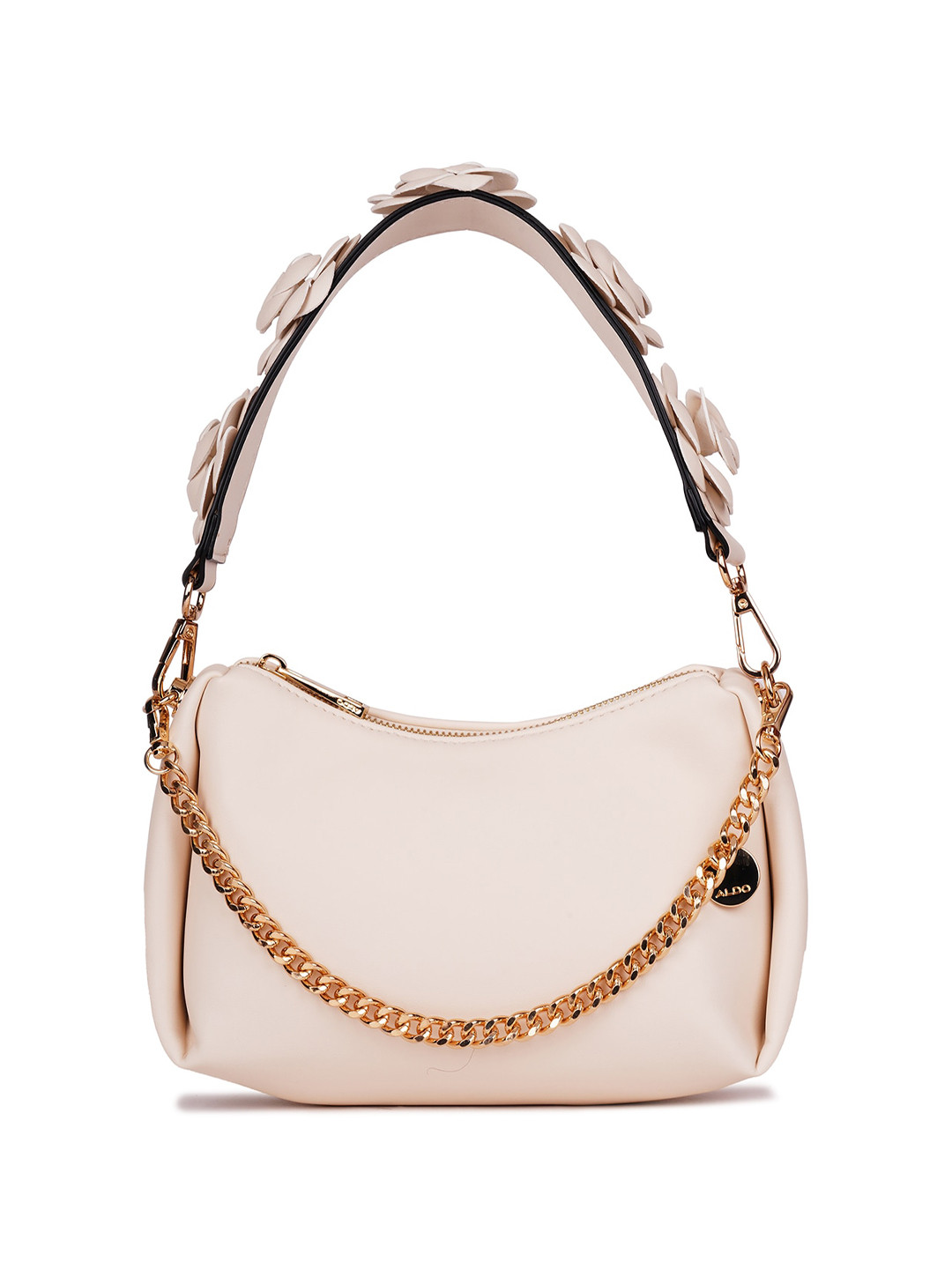 

ALDO White PU Structured Sling Bag with Cut Work