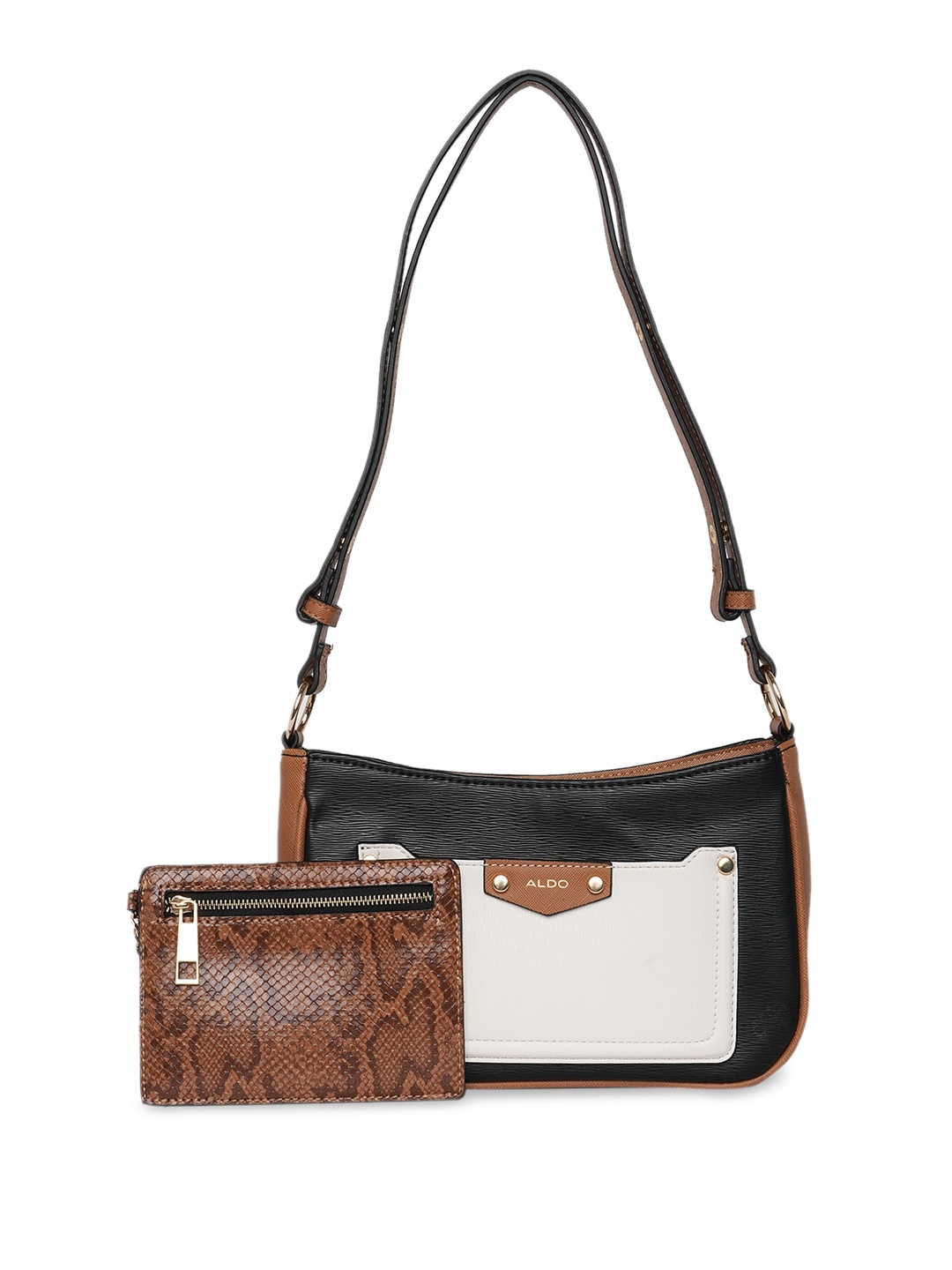 

ALDO Colourblocked Structured Sling Bag, Black