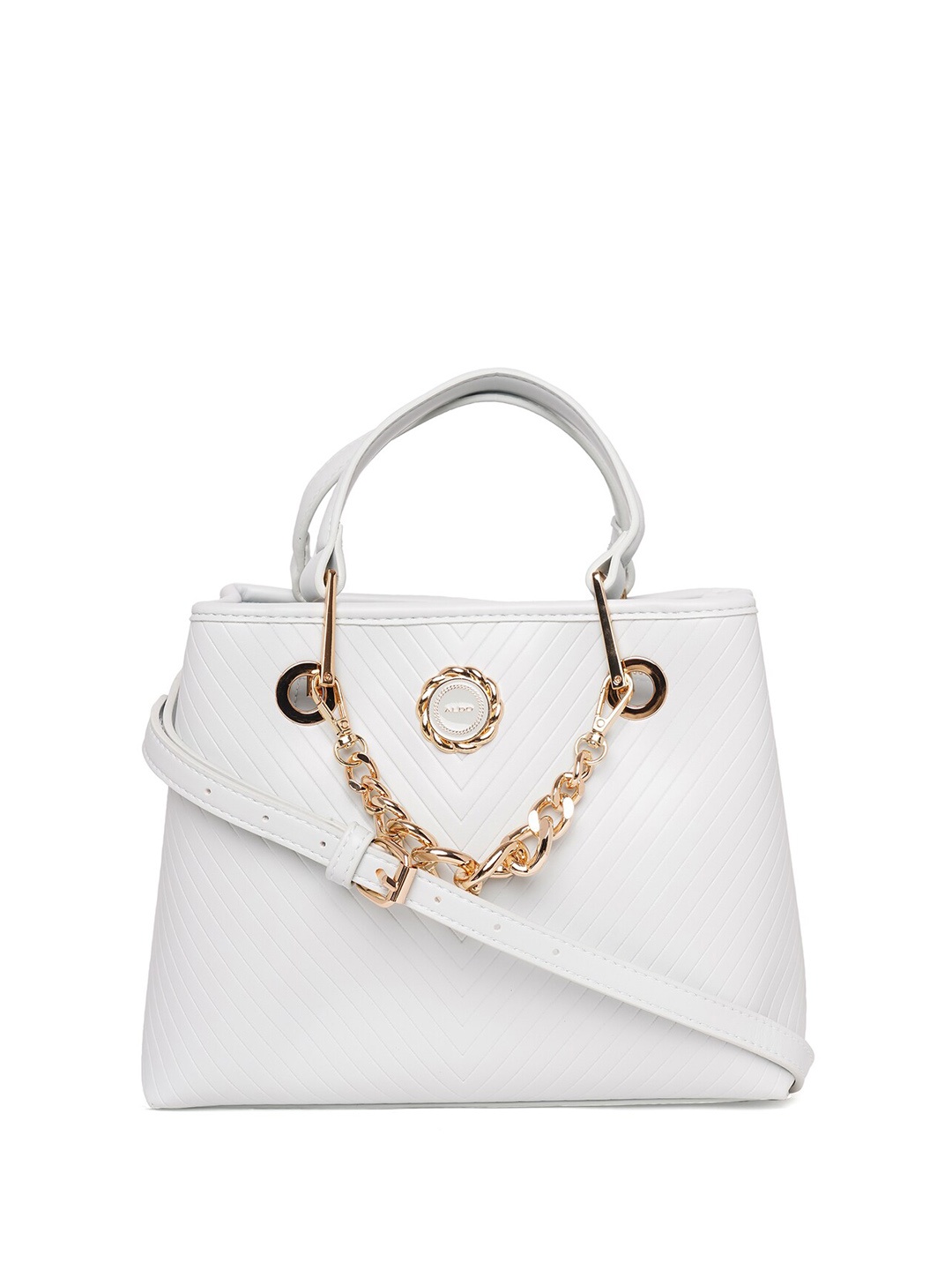 

ALDO Textured Structured Handheld Bag With Embellished Detail, White
