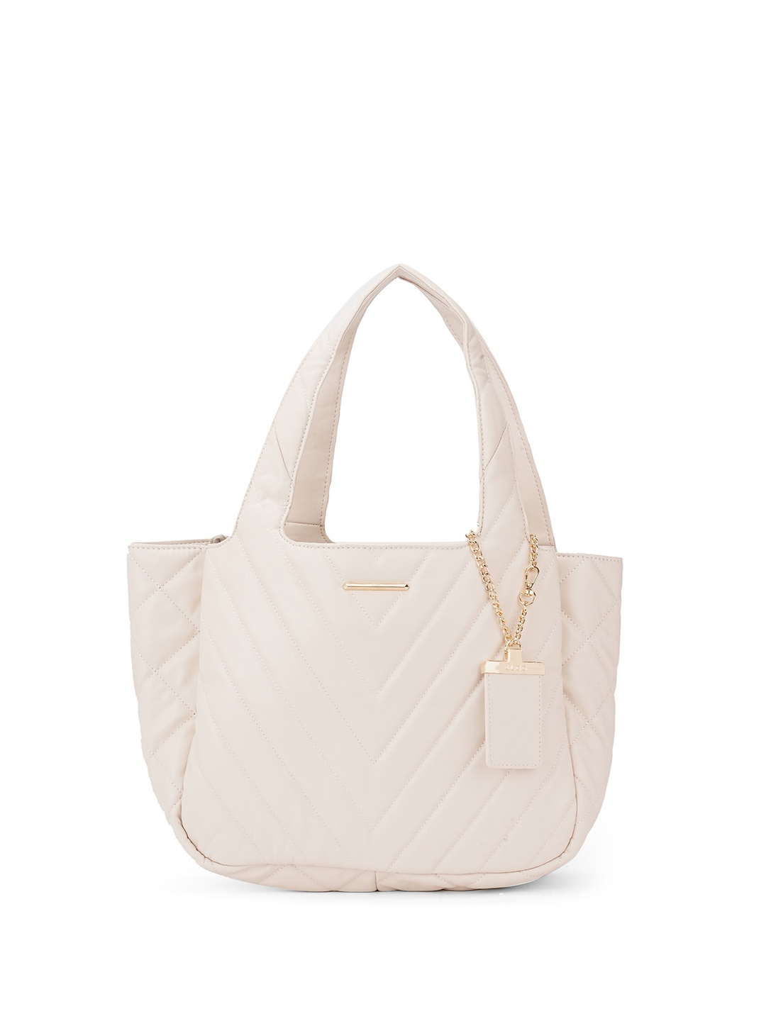 

ALDO Textured Structured Shoulder Bag with Quilted Detail, White