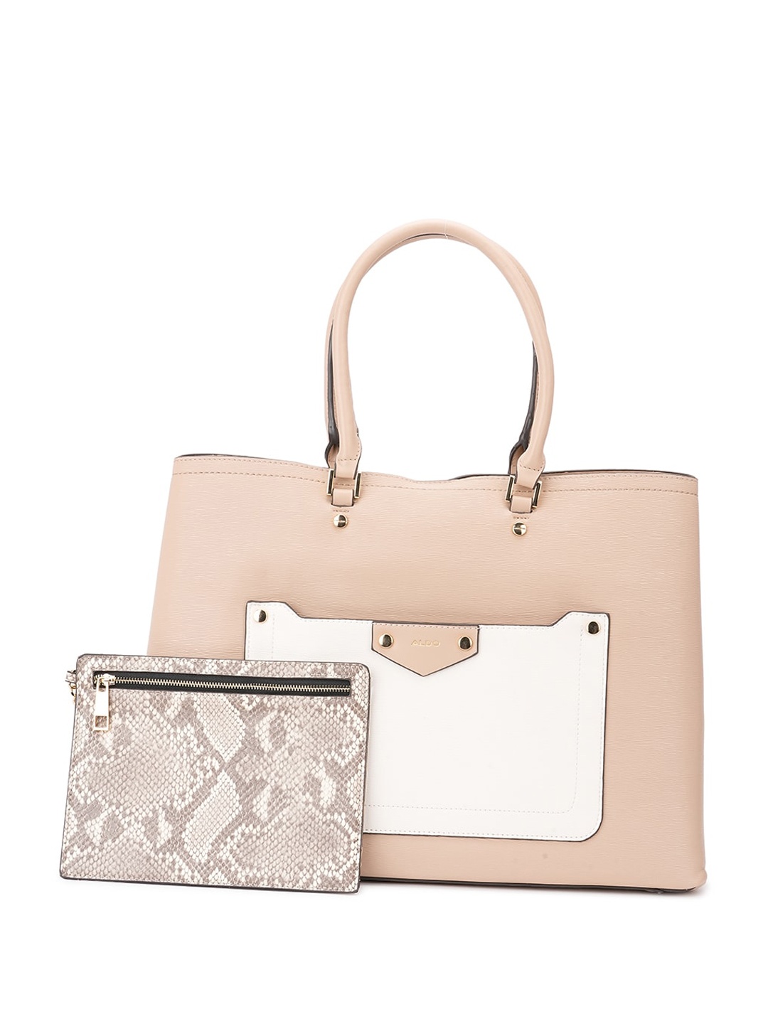 

ALDO Textured PU Structured Handheld Bag, Beige
