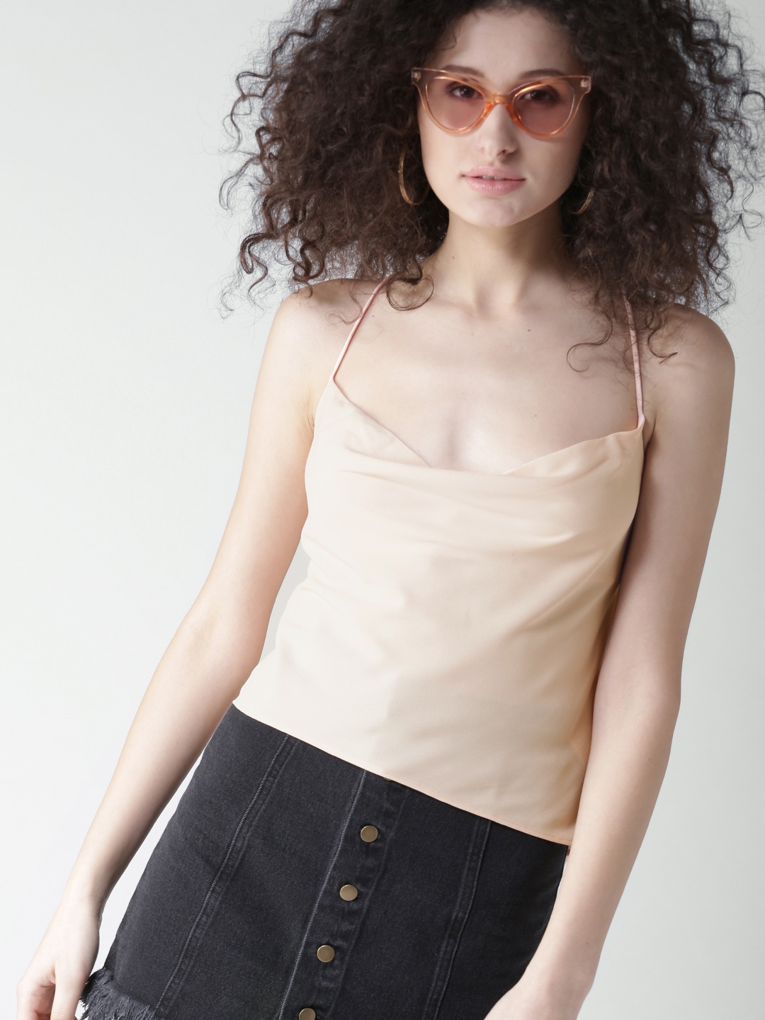 

FOREVER 21 Women Peach-Coloured Solid Top