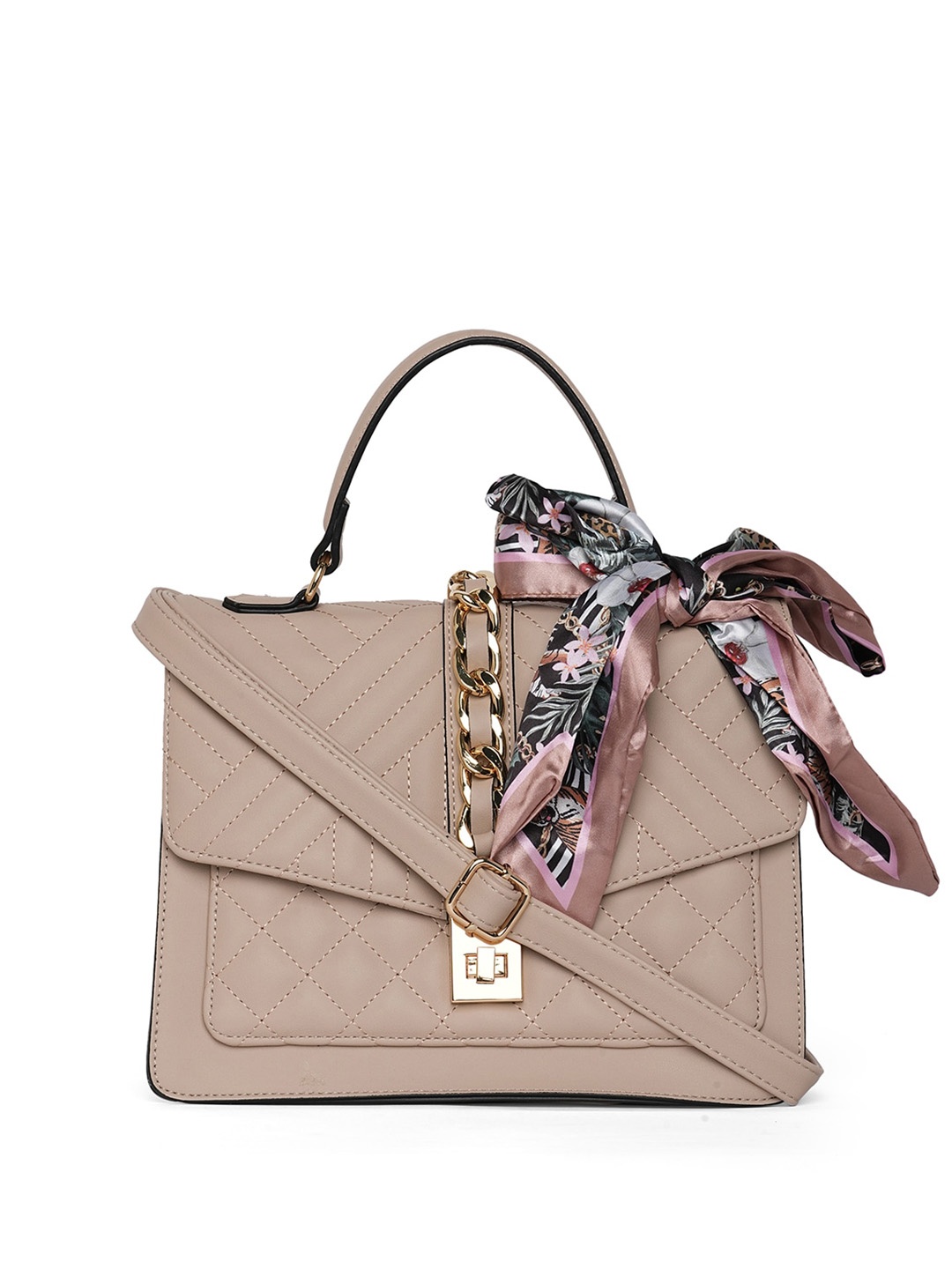 

ALDO Beige PU Structured Satchel with Quilted