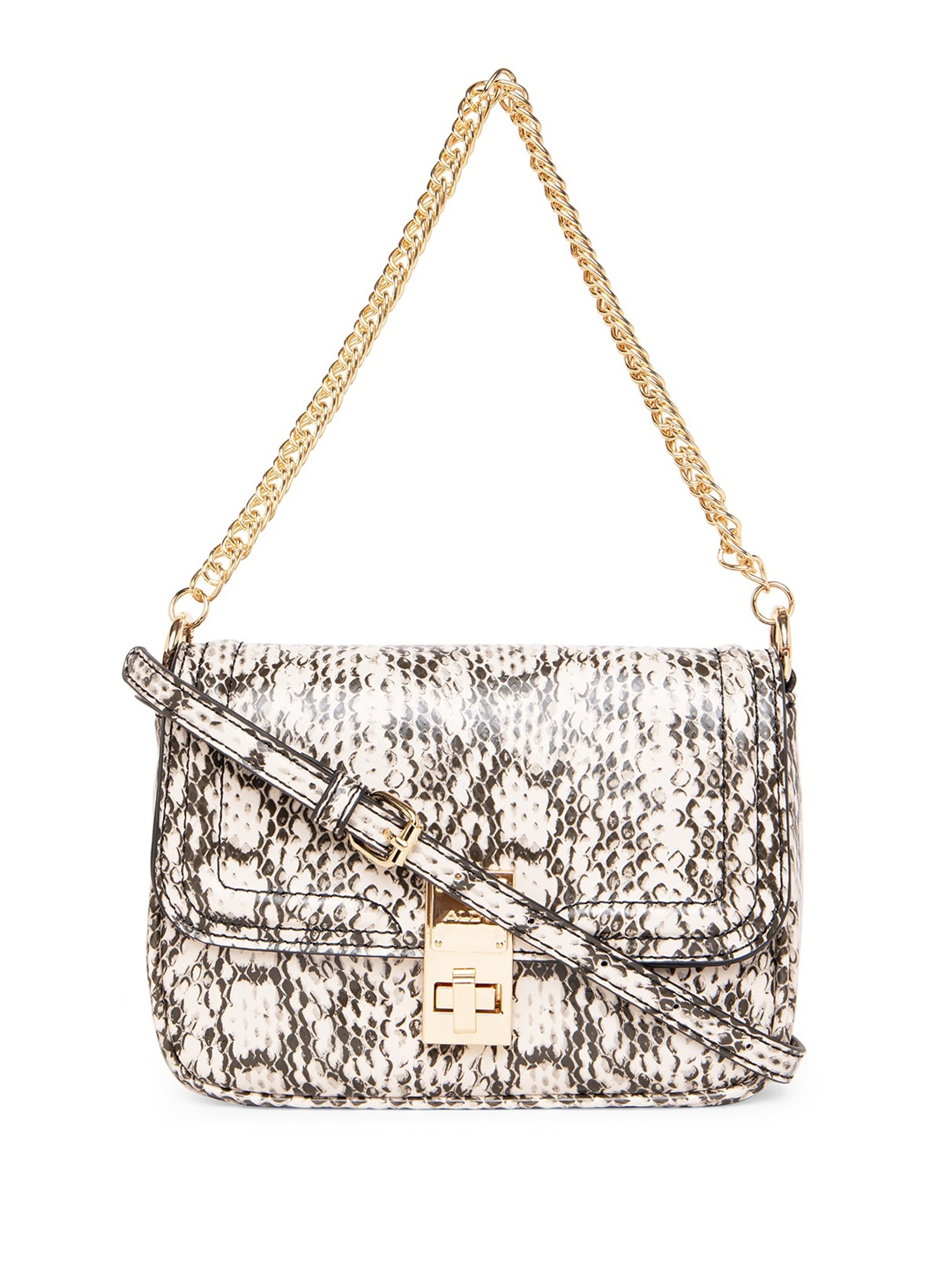 

ALDO Animal Printed PU Structured Sling Bag, Black