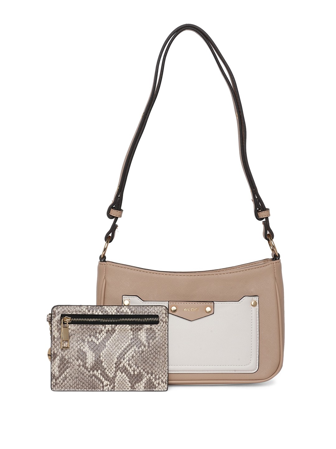 

ALDO Colourblocked Structured Shoulder Bag, Beige