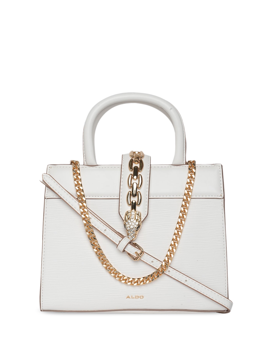 

ALDO White PU Structured Handheld Bag