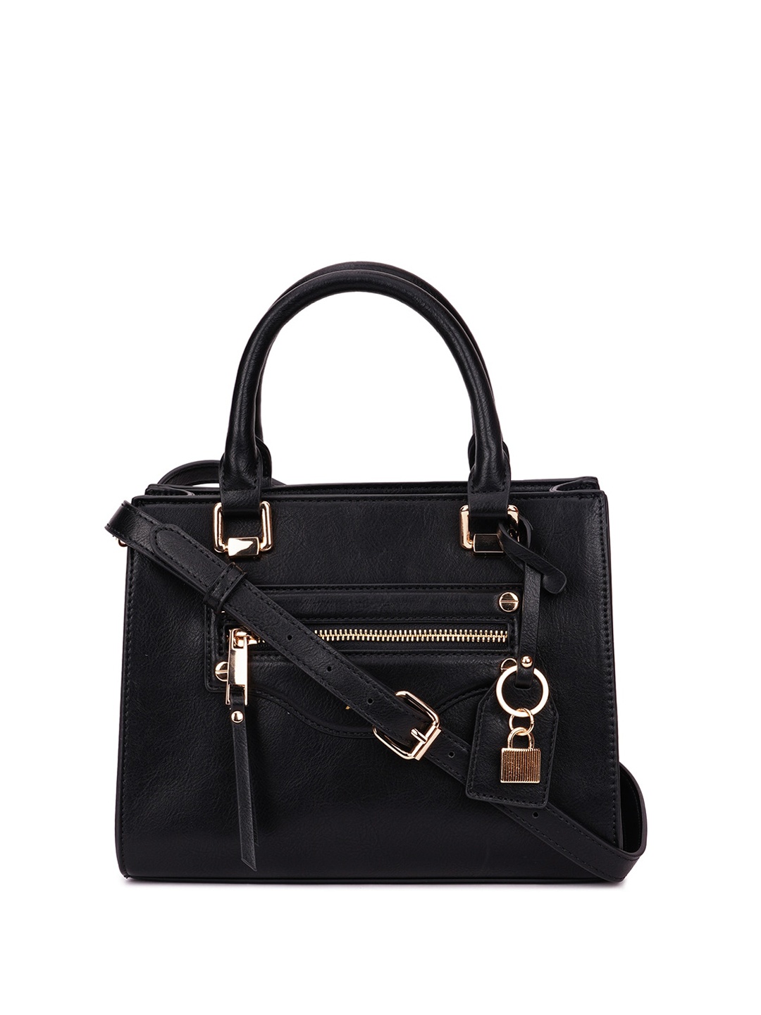 

ALDO Black PU Structured Handheld Bag