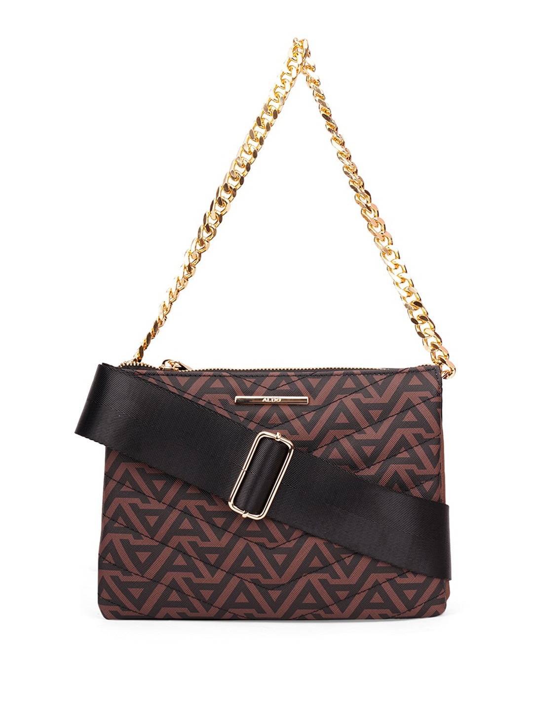 

ALDO Geometric Printed Quilted Structured Sling Bag, Brown