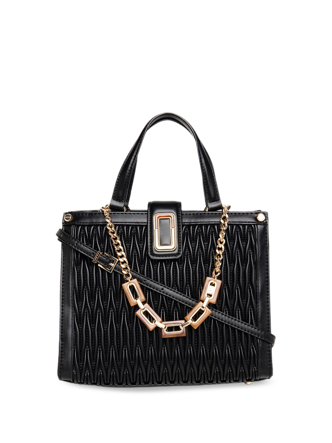 

ALDO Textured Embellished Structured Handheld Bag, Black