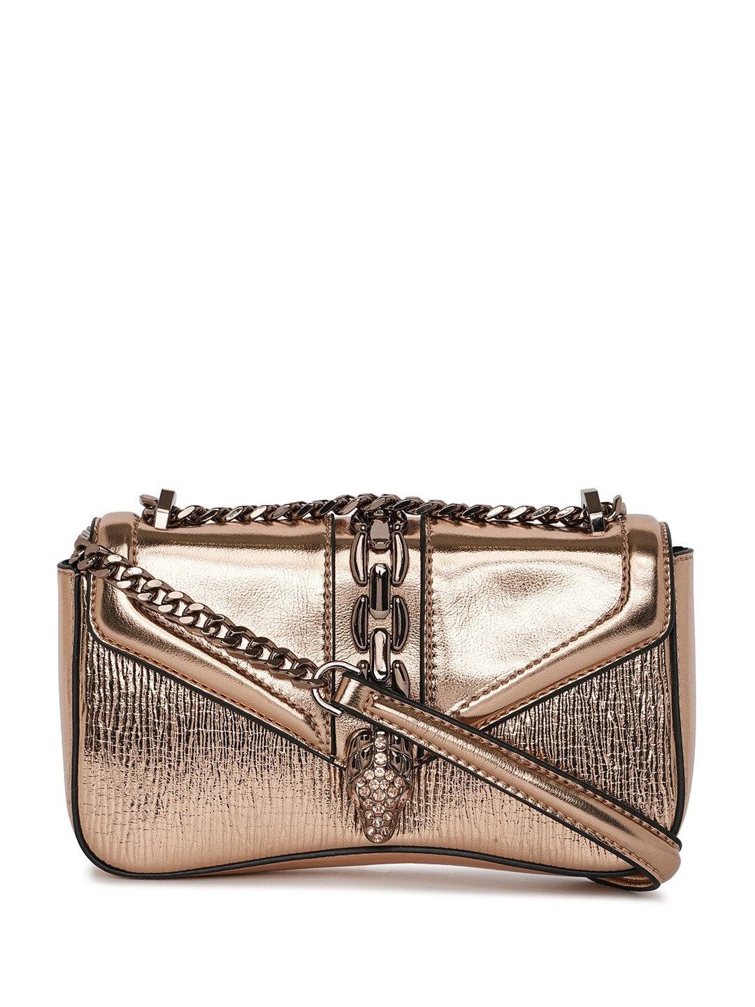 

ALDO Gunmetal-Toned PU Swagger Sling Bag, Metallic