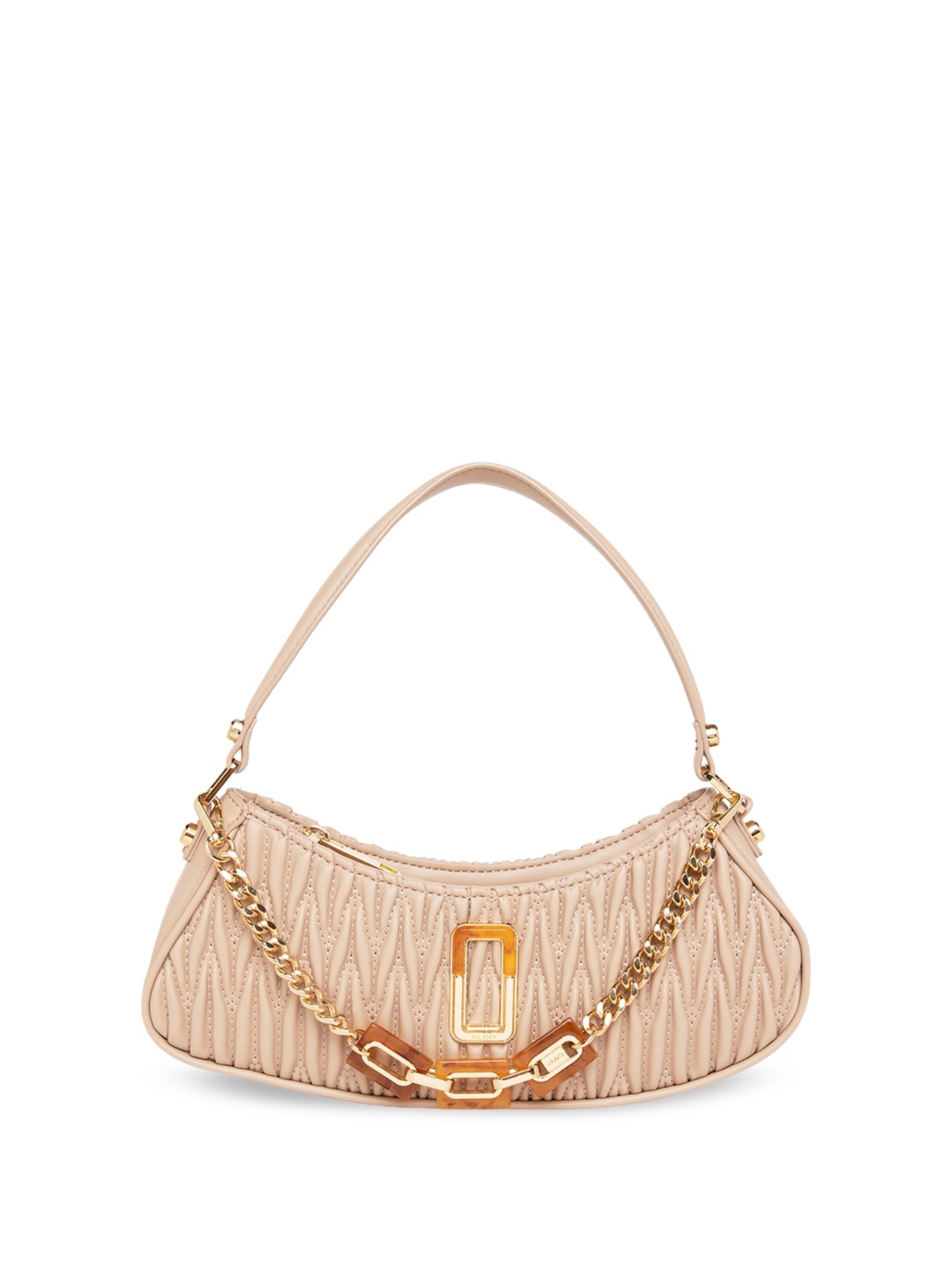 

ALDO Textured Structured Shoulder Bag with Embellished Details, Beige