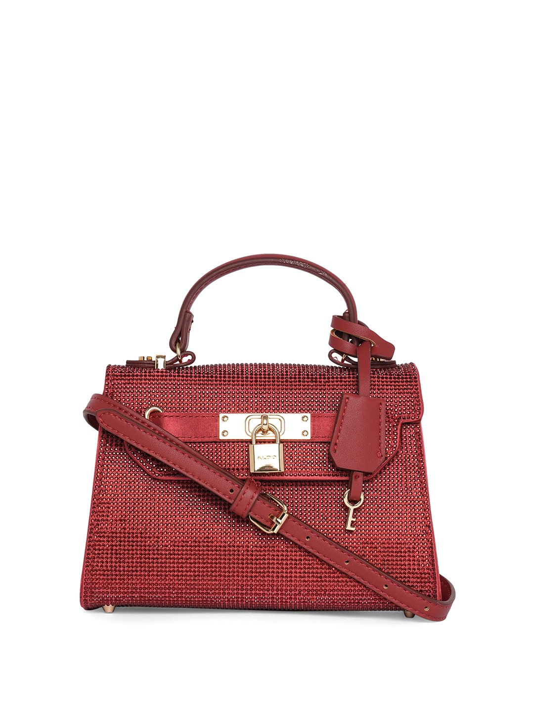 

ALDO Embellished Structured Handheld Bag, Red