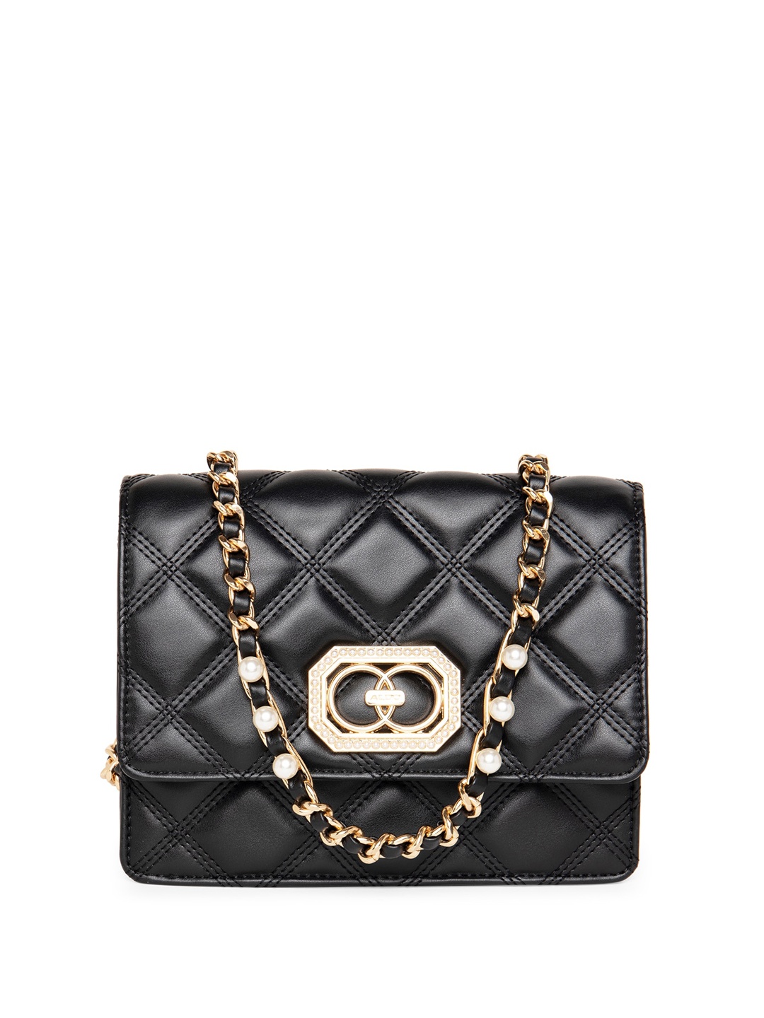 

ALDO Quilted Structured Sling Bag, Black