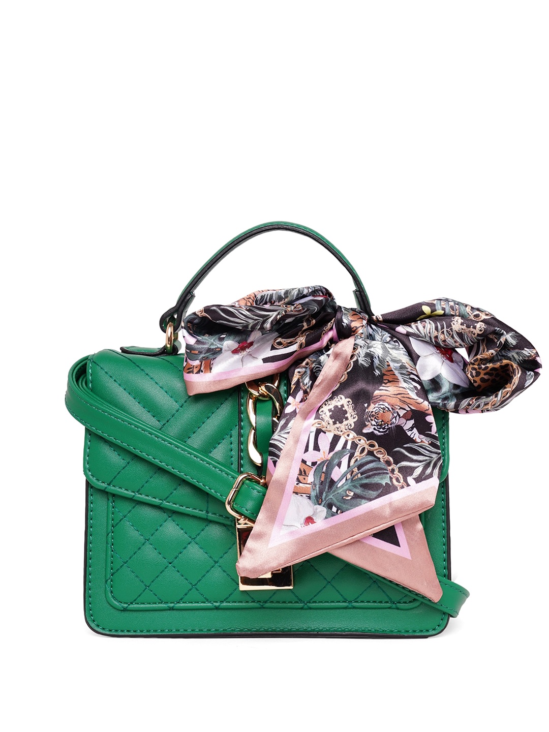 

ALDO Self Design Structured Satchel with Quilted Details, Green