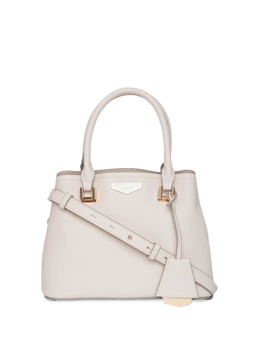 

ALDO White PU Structured Handheld Bag with Quilted