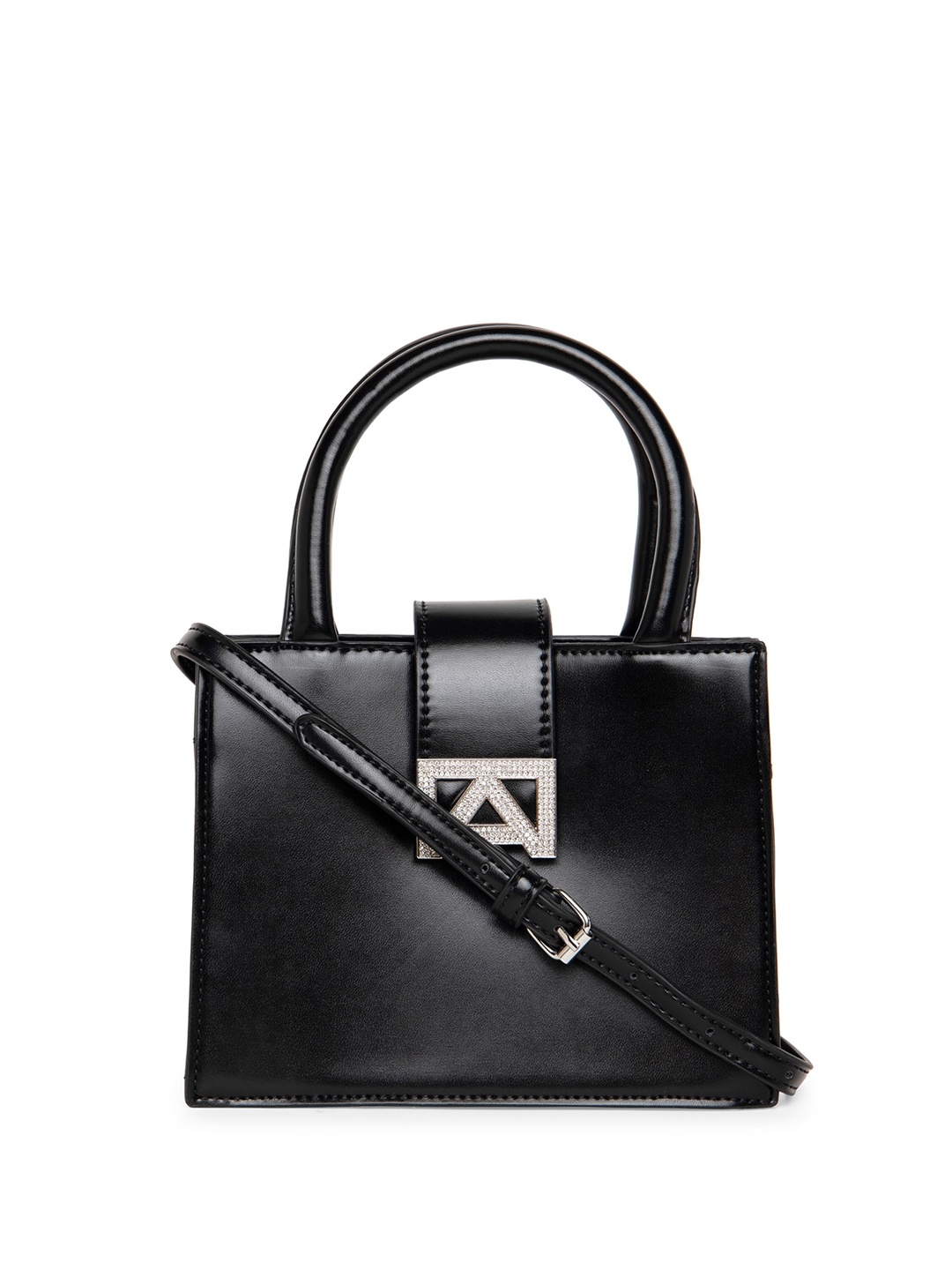 

ALDO Structured Satchel WIth Buckle Detail, Black