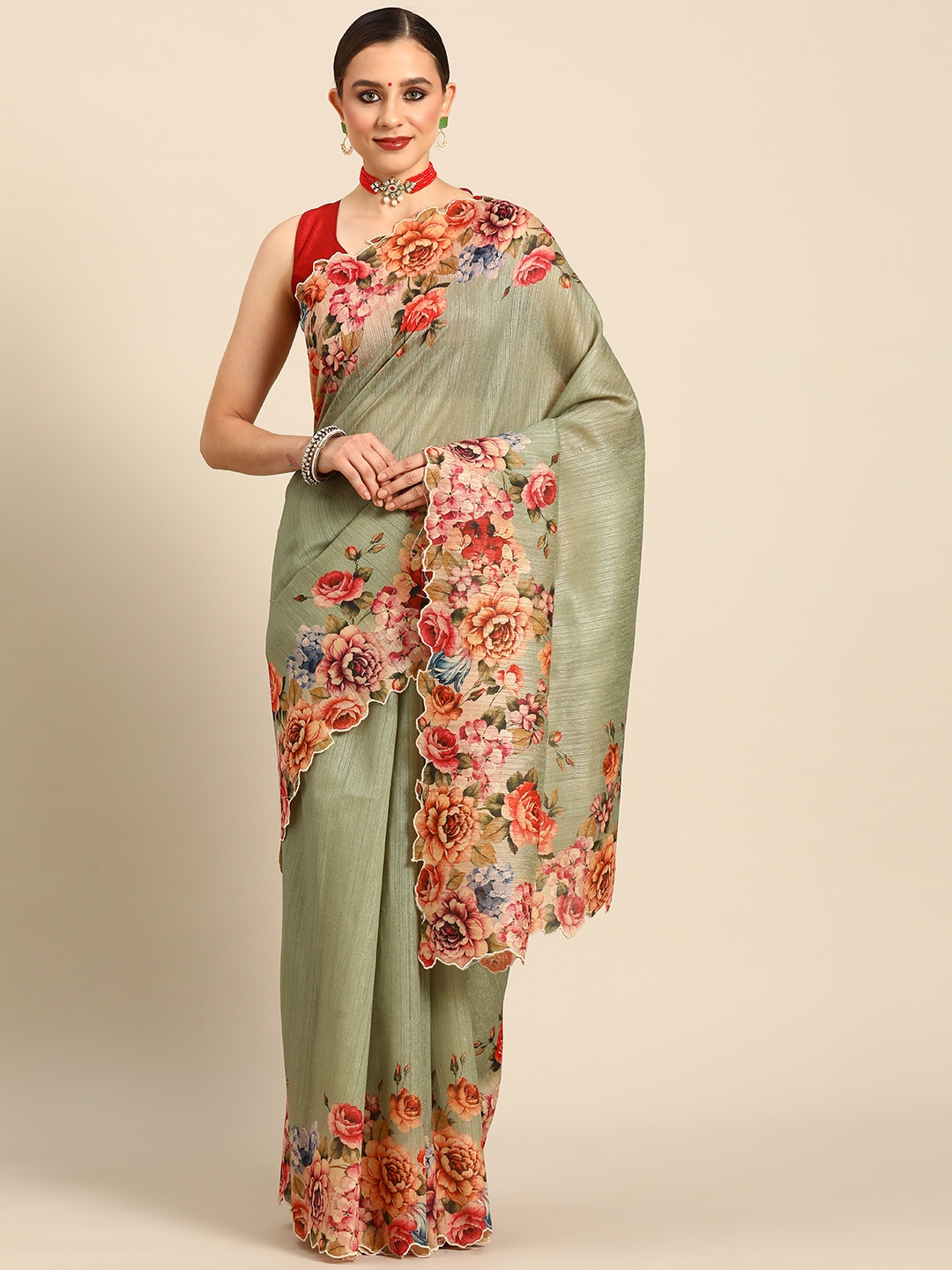 

Simaaya Solid Tussar Saree, Beige