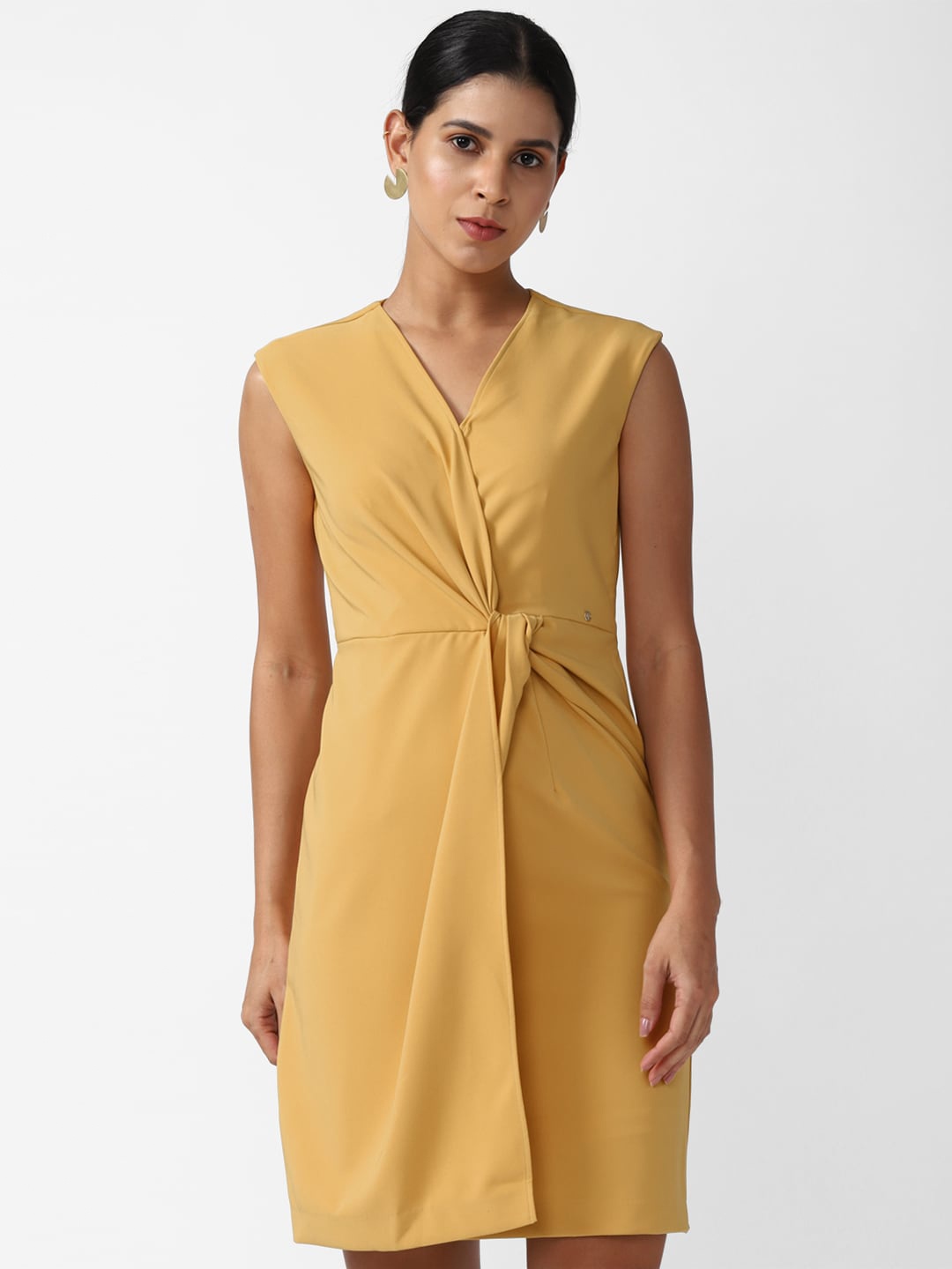 

Van Heusen Woman V-Neck Sleeveless Wrap Dress, Yellow