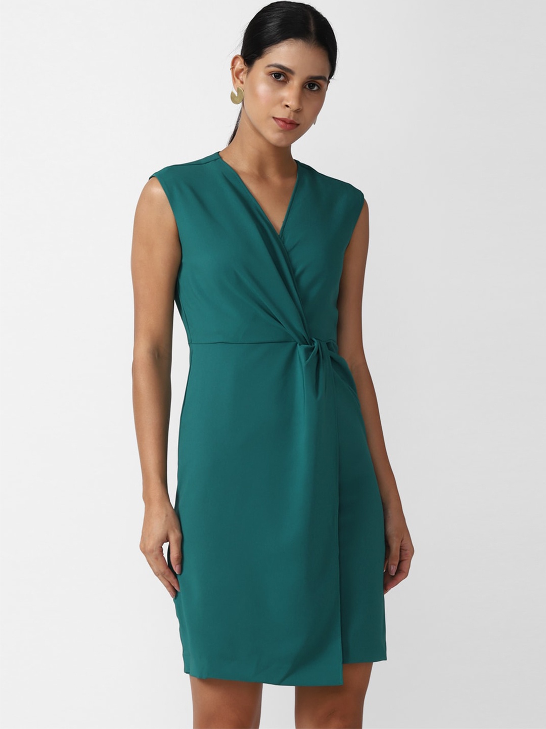 

Van Heusen Woman V-Neck Sleeveless Wrap Dress, Green