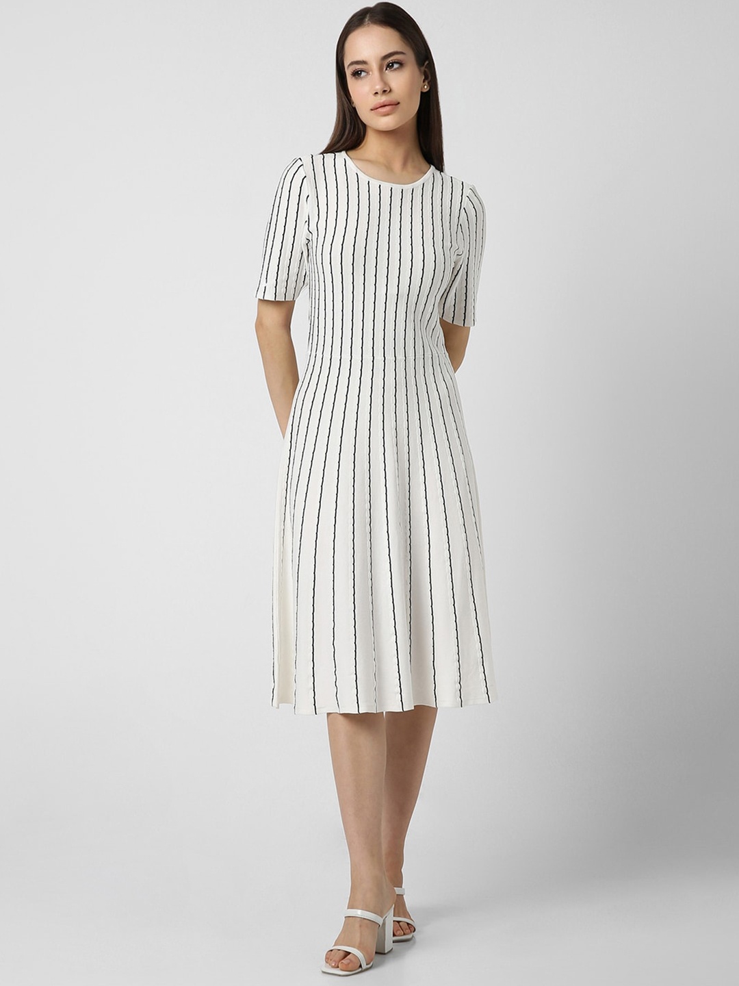 

Van Heusen Woman Striped Fit & Flare Dress, White