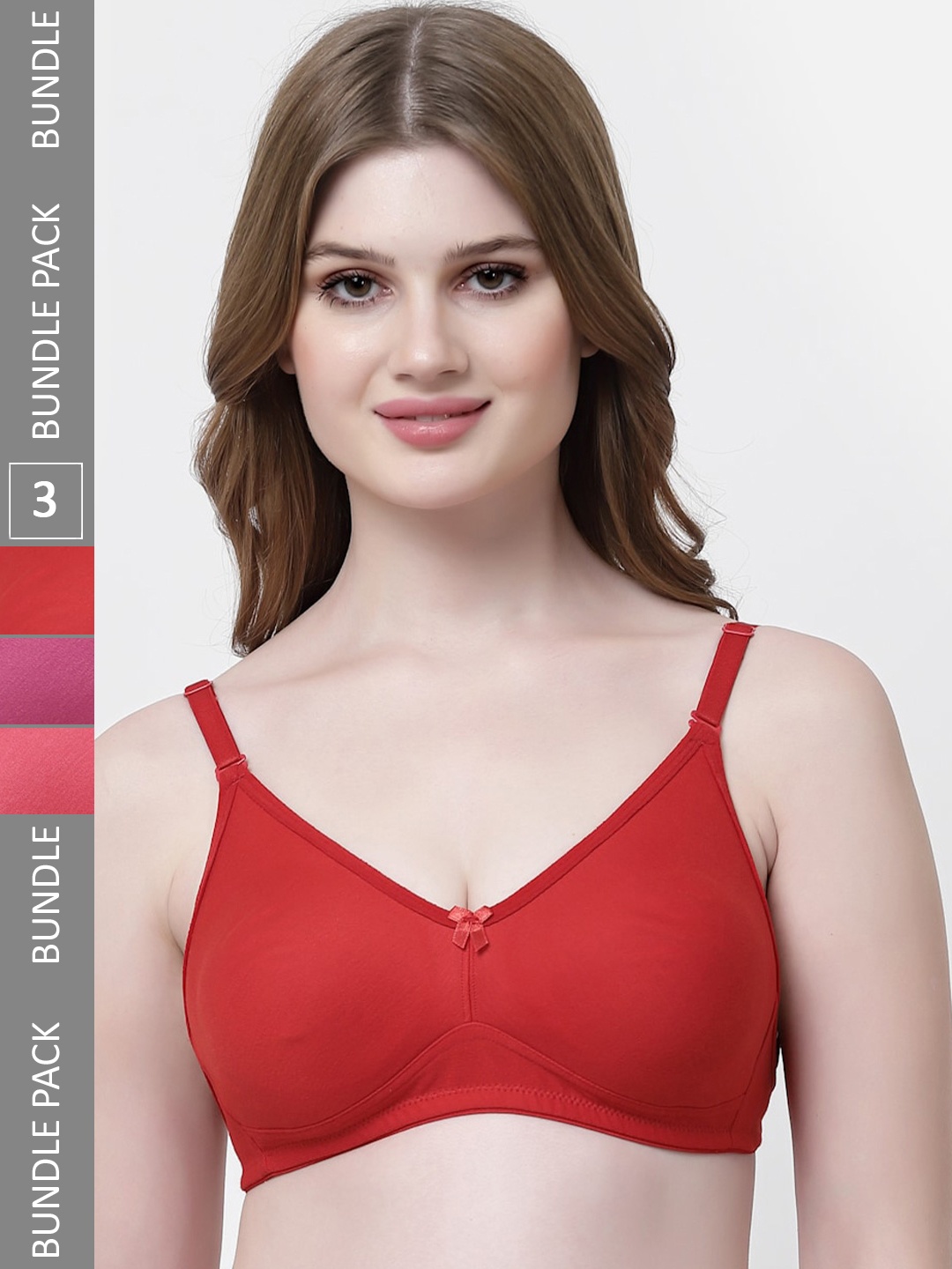 

Softskin Pack Of 3 Medium Coverage Everyday Backless Bra With All Day Comfort, Red