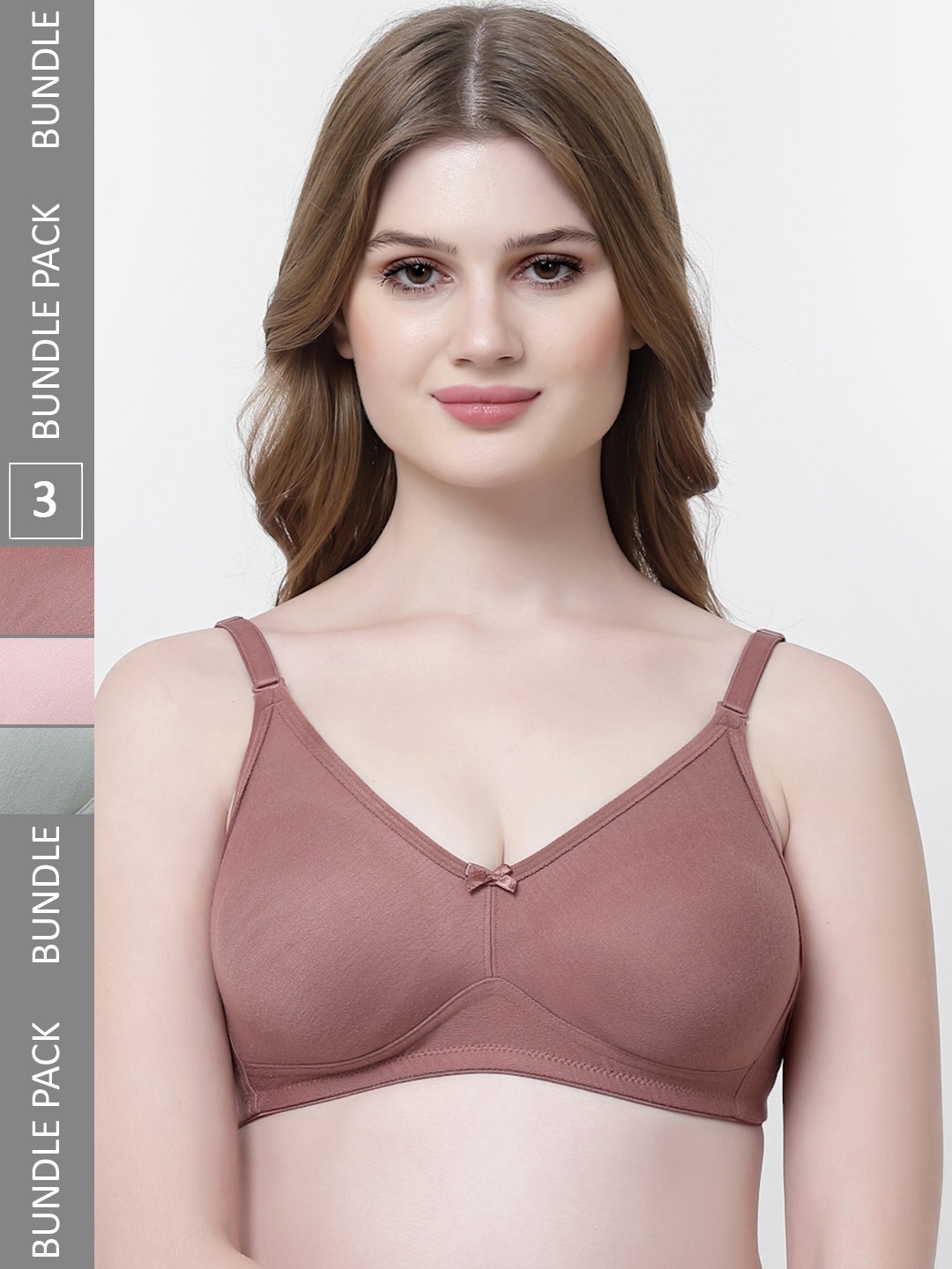 

Softskin Pack Of 3 Medium Coverage Non Padded Everyday Backless Bra With All Day Comfort, Pink