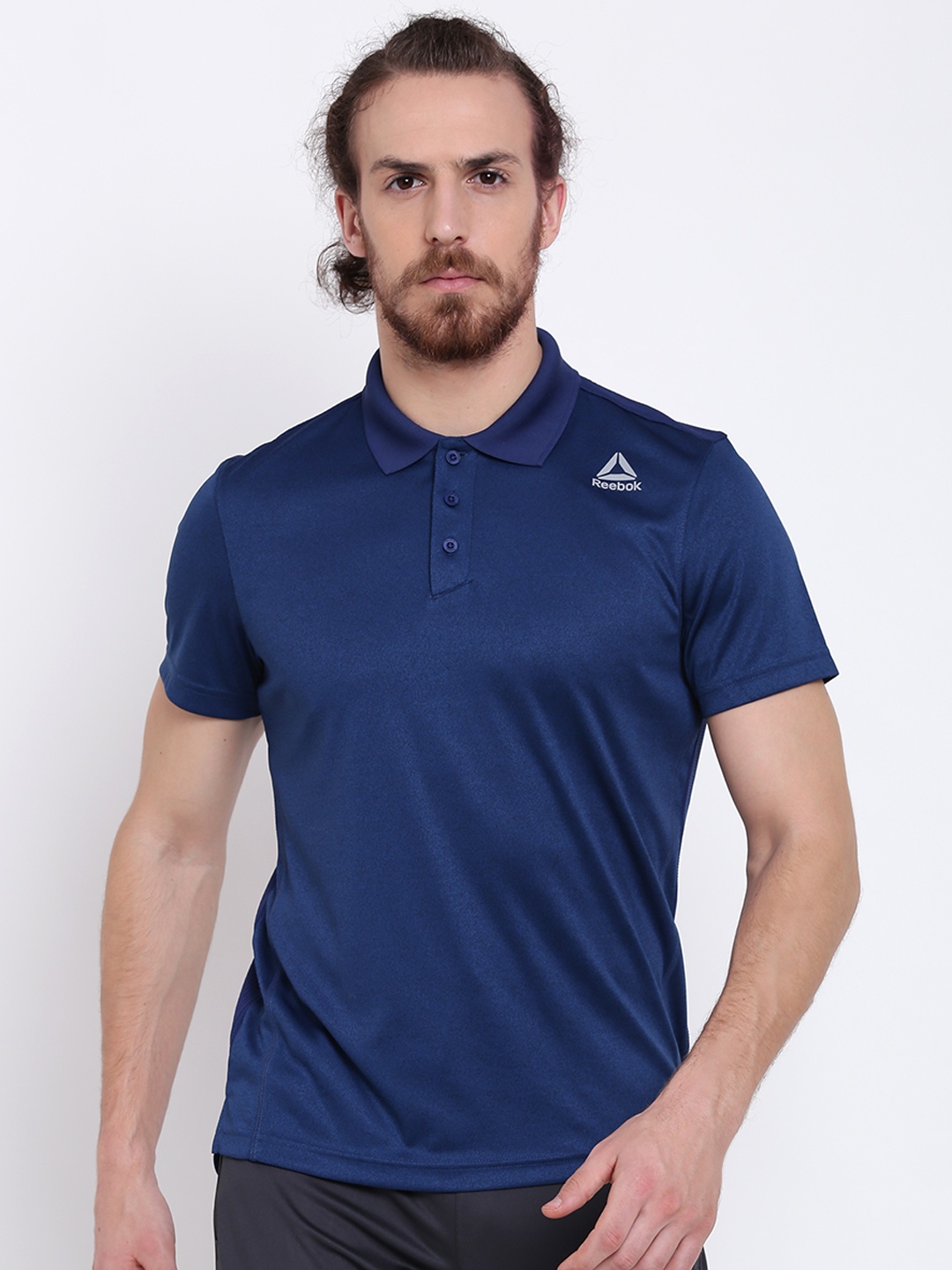 

Reebok Men Navy Core 1 Solid Polo Collar Training T-shirt, Navy blue