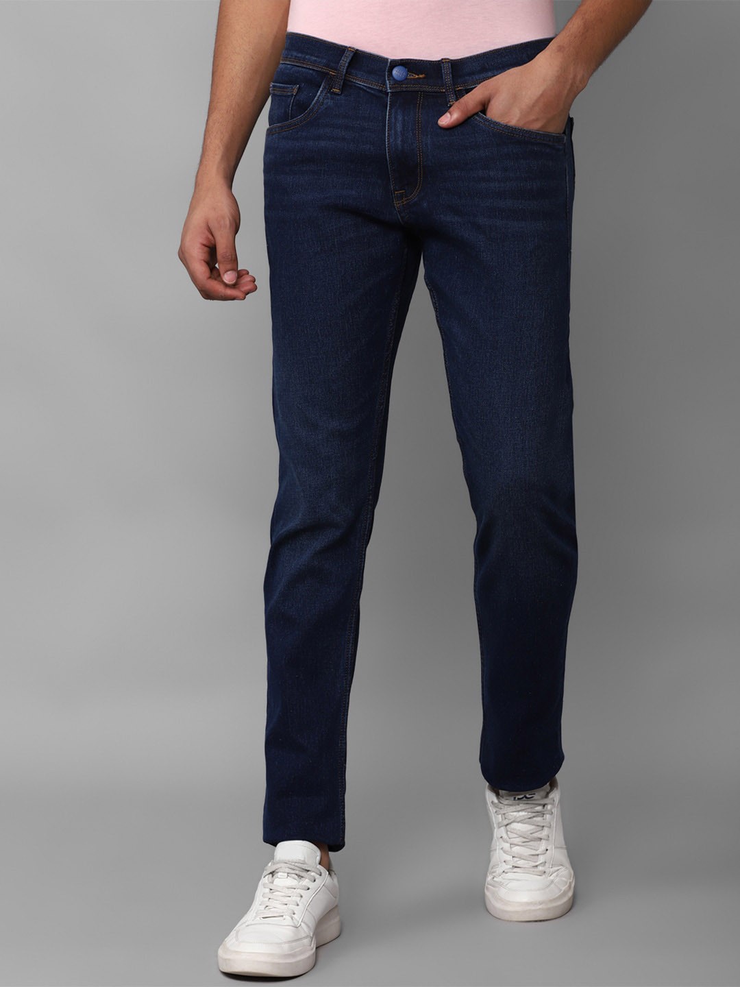

Allen Solly Men Slim Fit Mid-Rise Stretchable Clean Look Jeans, Navy blue