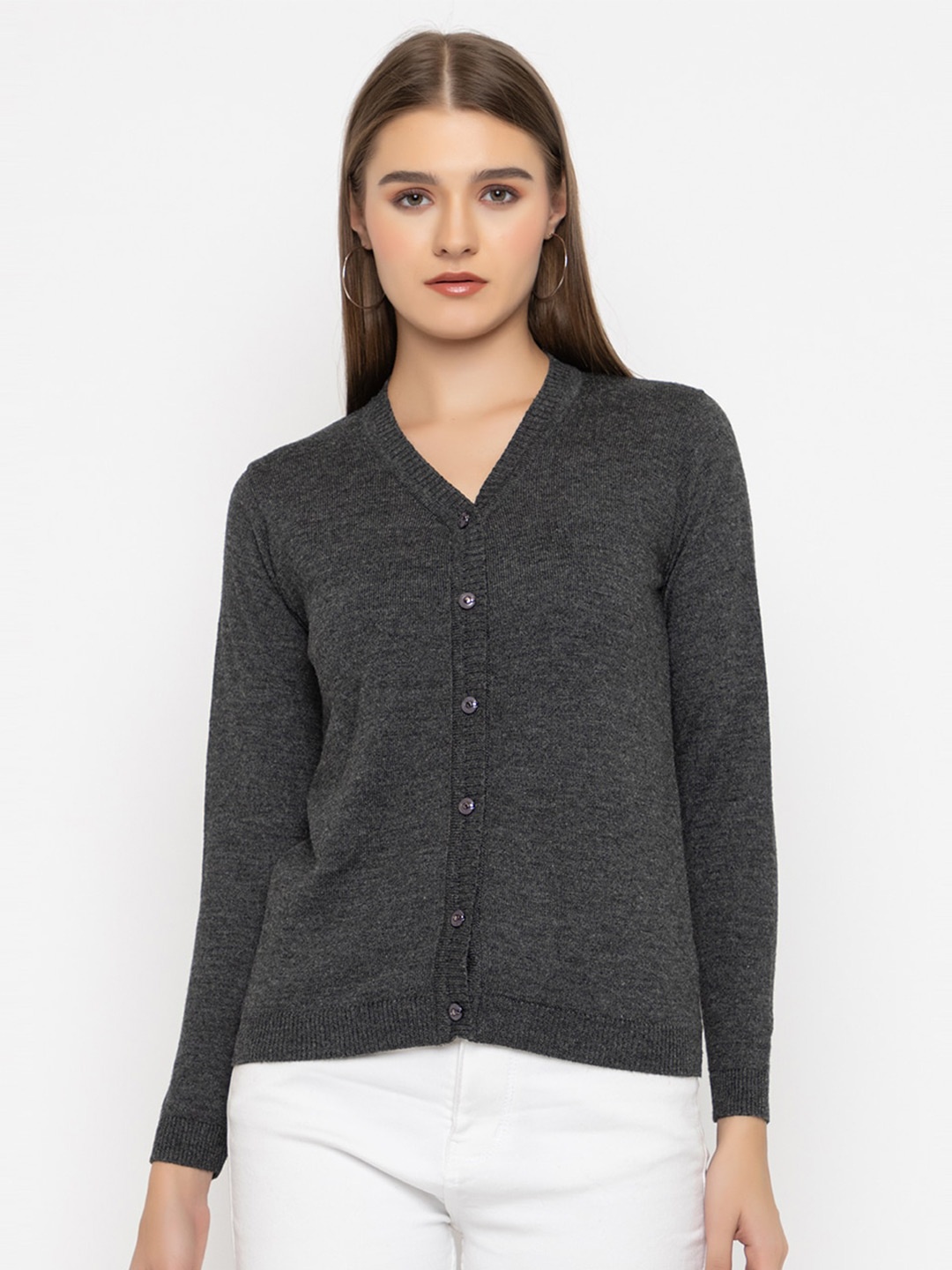 

CLAPTON V-Neck Woollen Cardigan, Grey