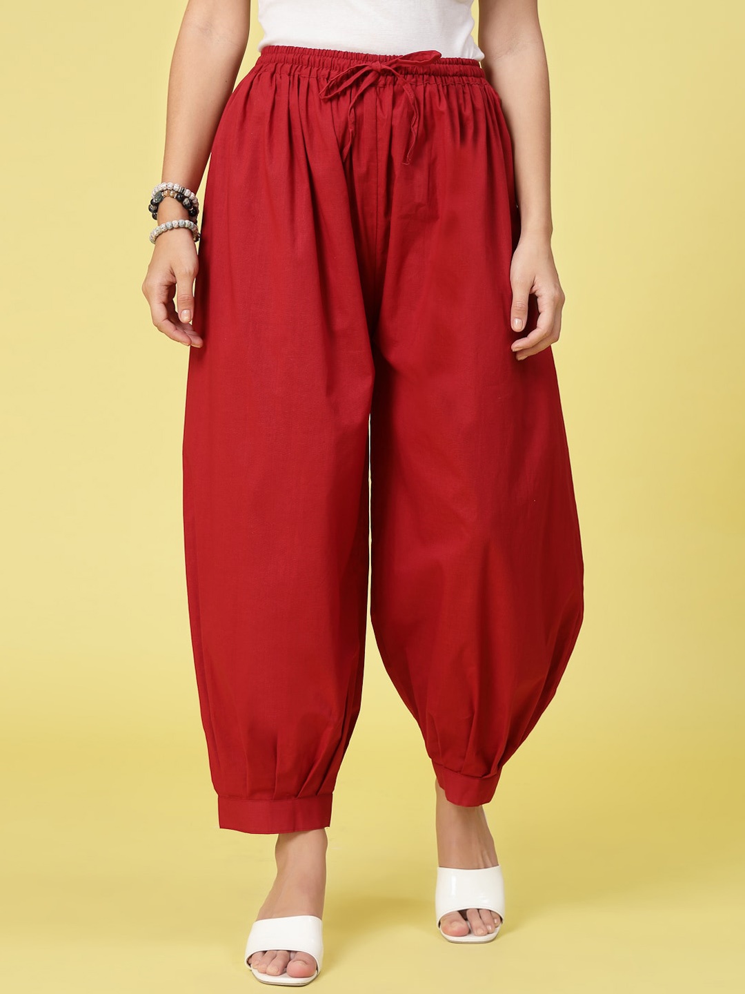 

Clora Creation Women Mid Rise Pure Cotton Loose Fit Salwar, Maroon