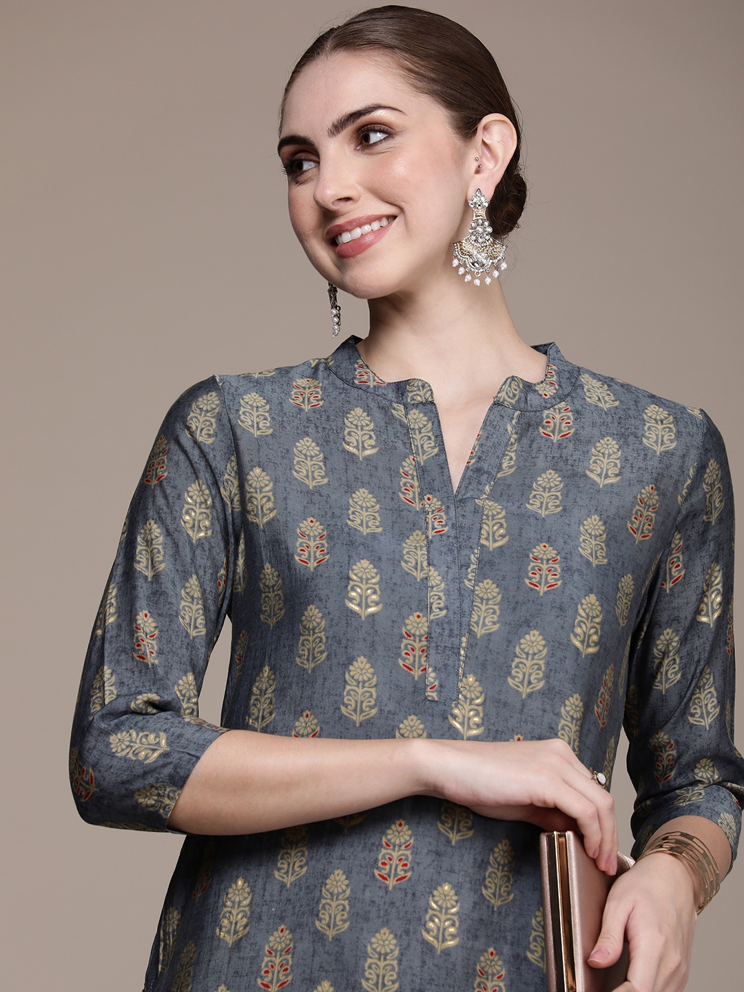 

Anouk Women Ethnic Motifs Printed Straight Kurta, Blue