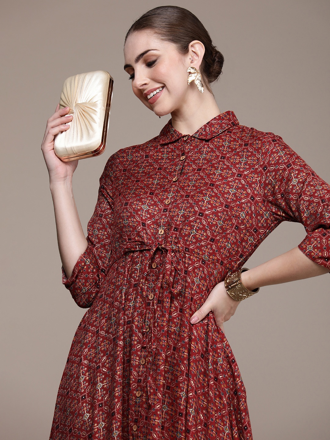 

Anouk Women Ethnic Motifs Printed A-Line Kurta, Maroon