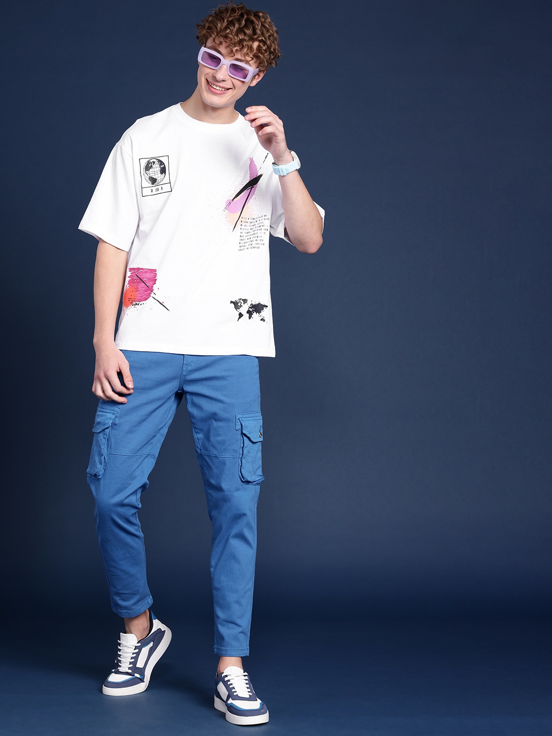 

Mast & Harbour Men Graphic Placement Print Drop-Shoulder Sleeves Relaxed Fit T-shirt, White
