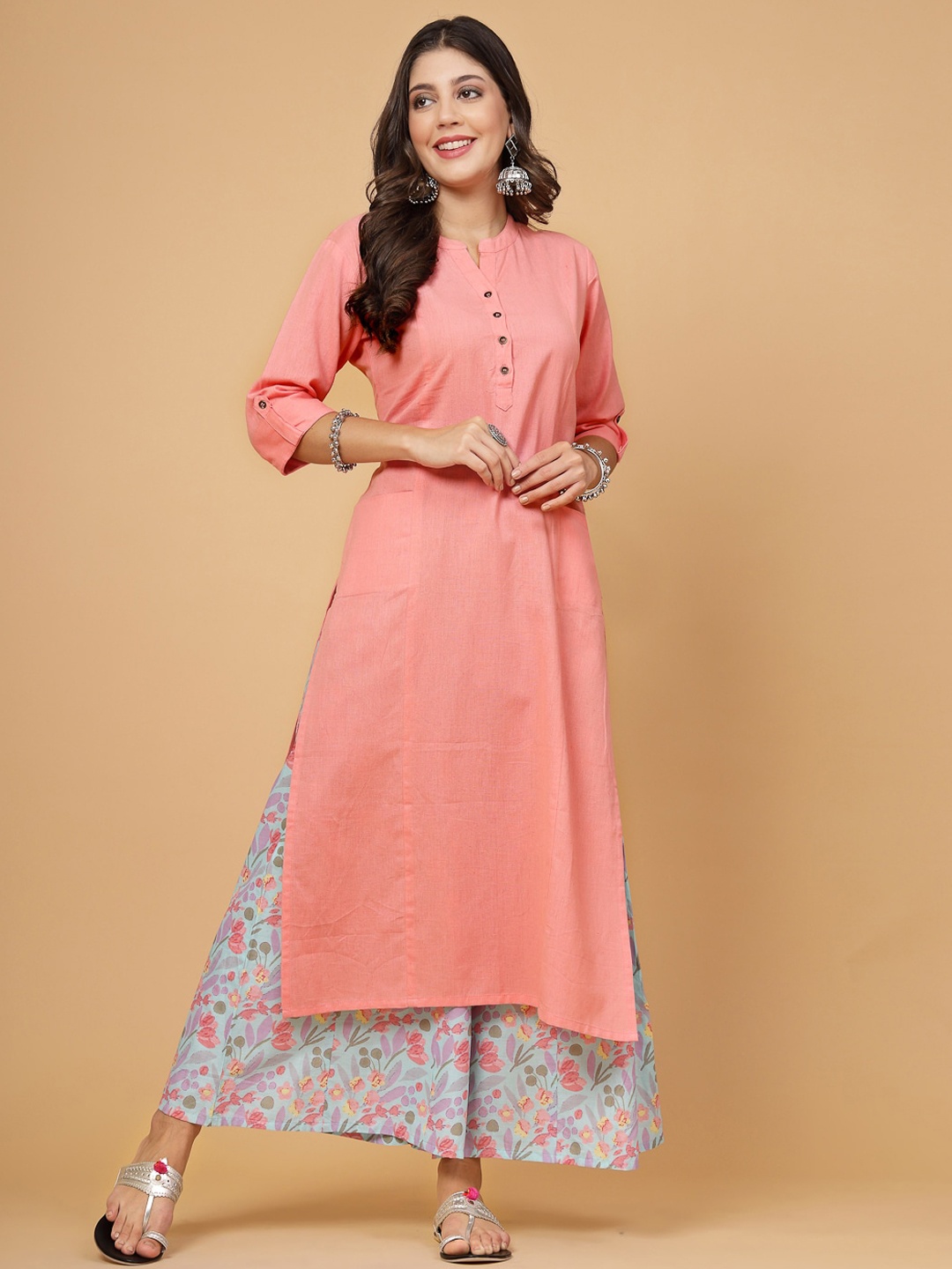

Pistaa Women Pink Regular Kurta with Palazzos