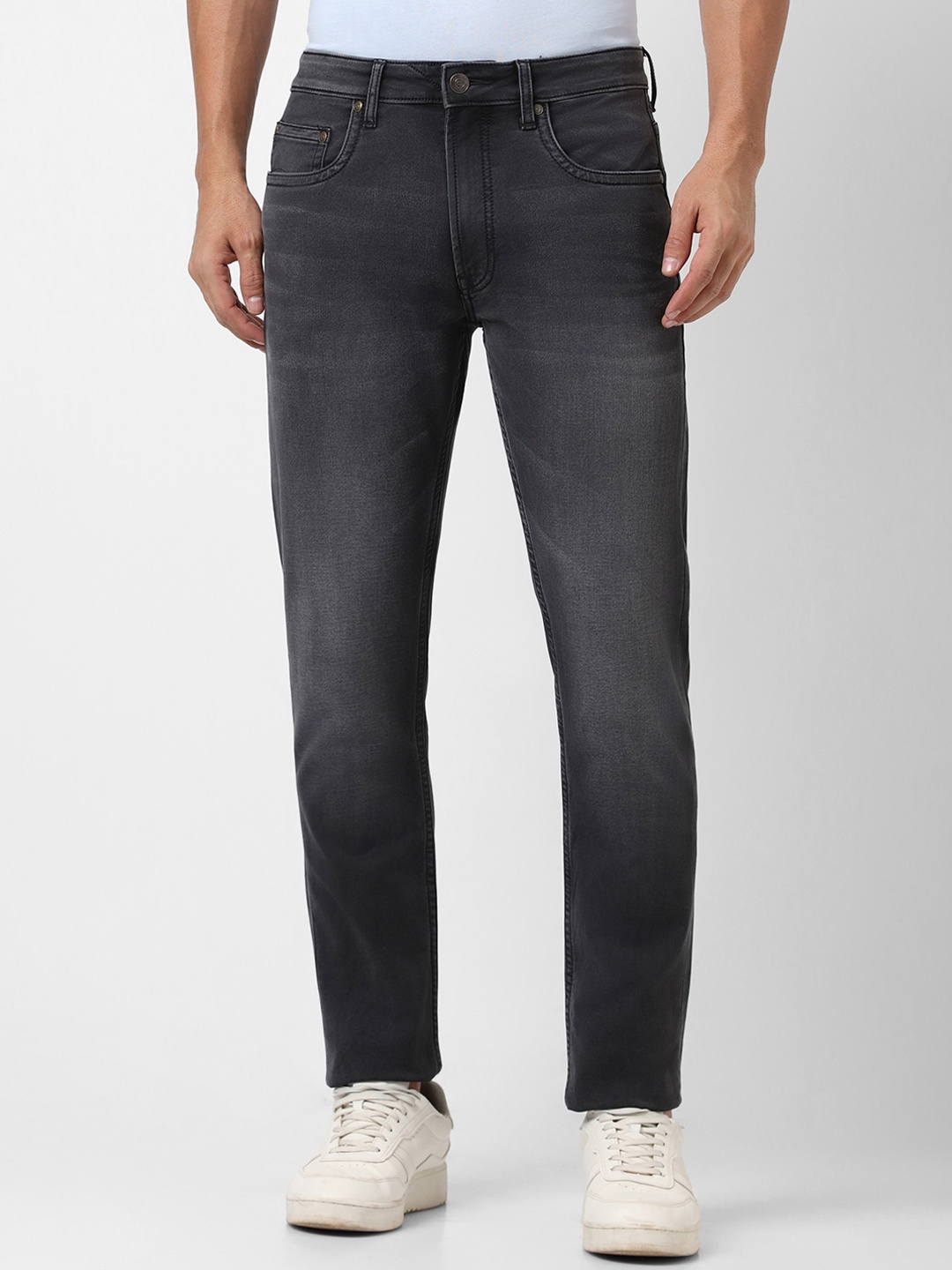 

Peter England Men Mid-Rise Clean Look Light Fade Stretchable Jeans, Grey