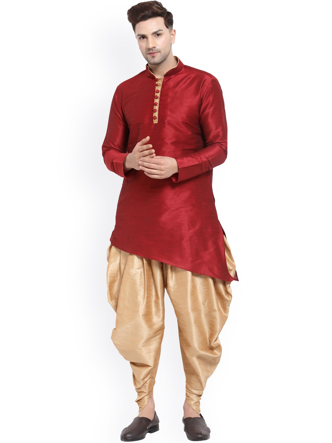 

Sydney Heights Mandarin Collar Kurta With Patiala Set, Maroon