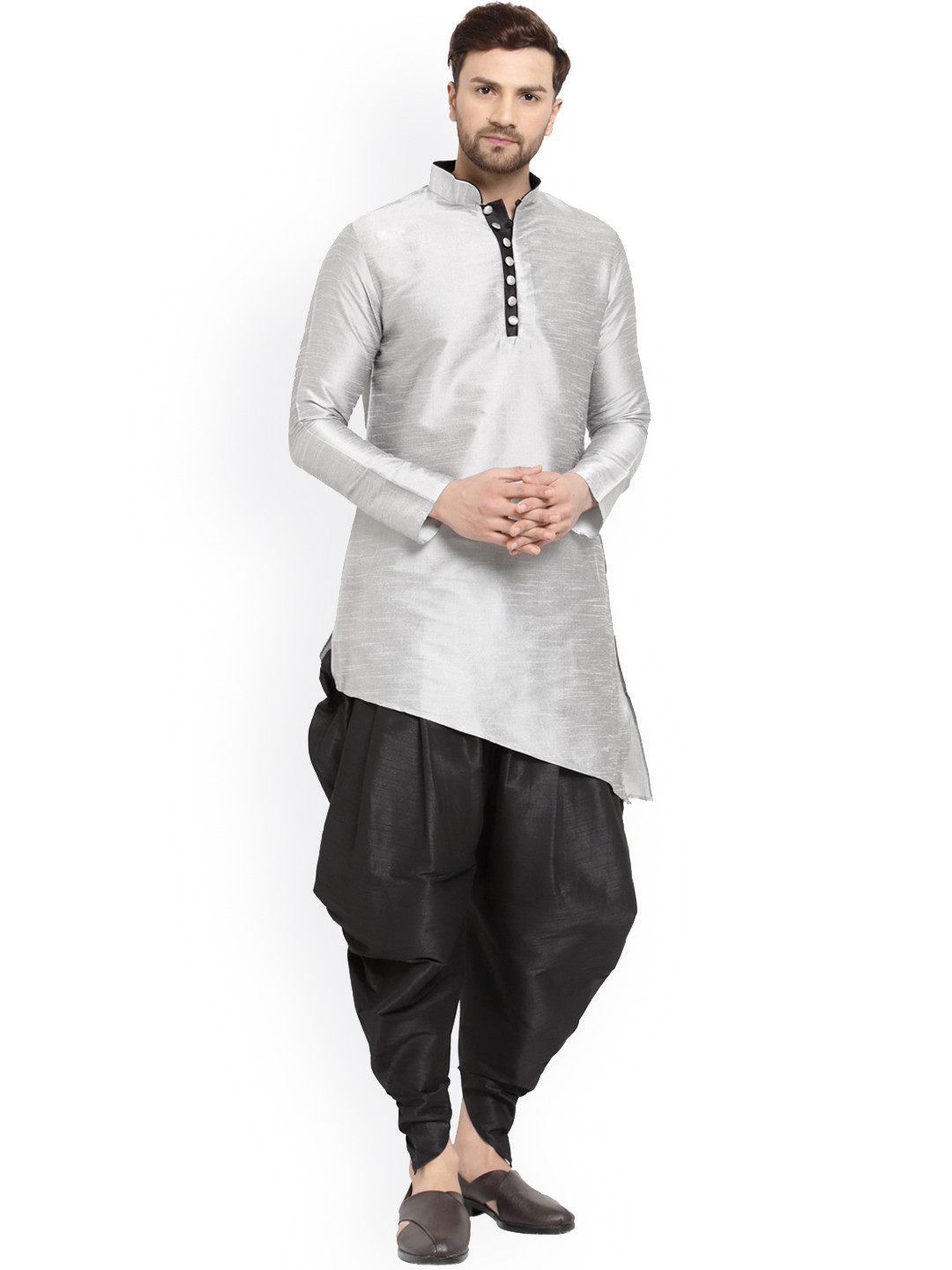 

Sydney Heights Mandarin Collar Kurta With Patiala Set, Silver