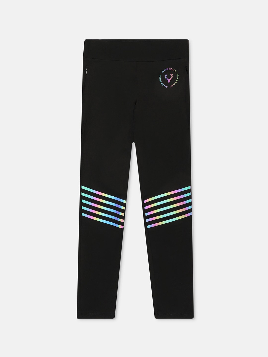 

Allen Solly Junior Girls Striped Ankle Length Leggings, Black
