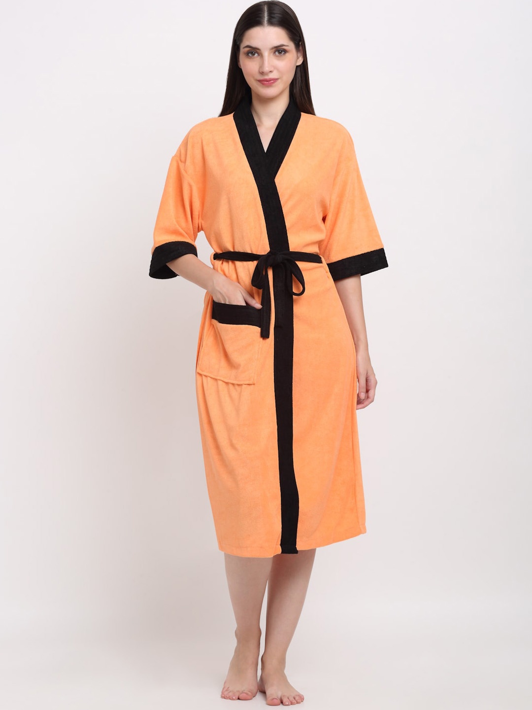 

Creeva Belted Terry Bath Robe, Orange