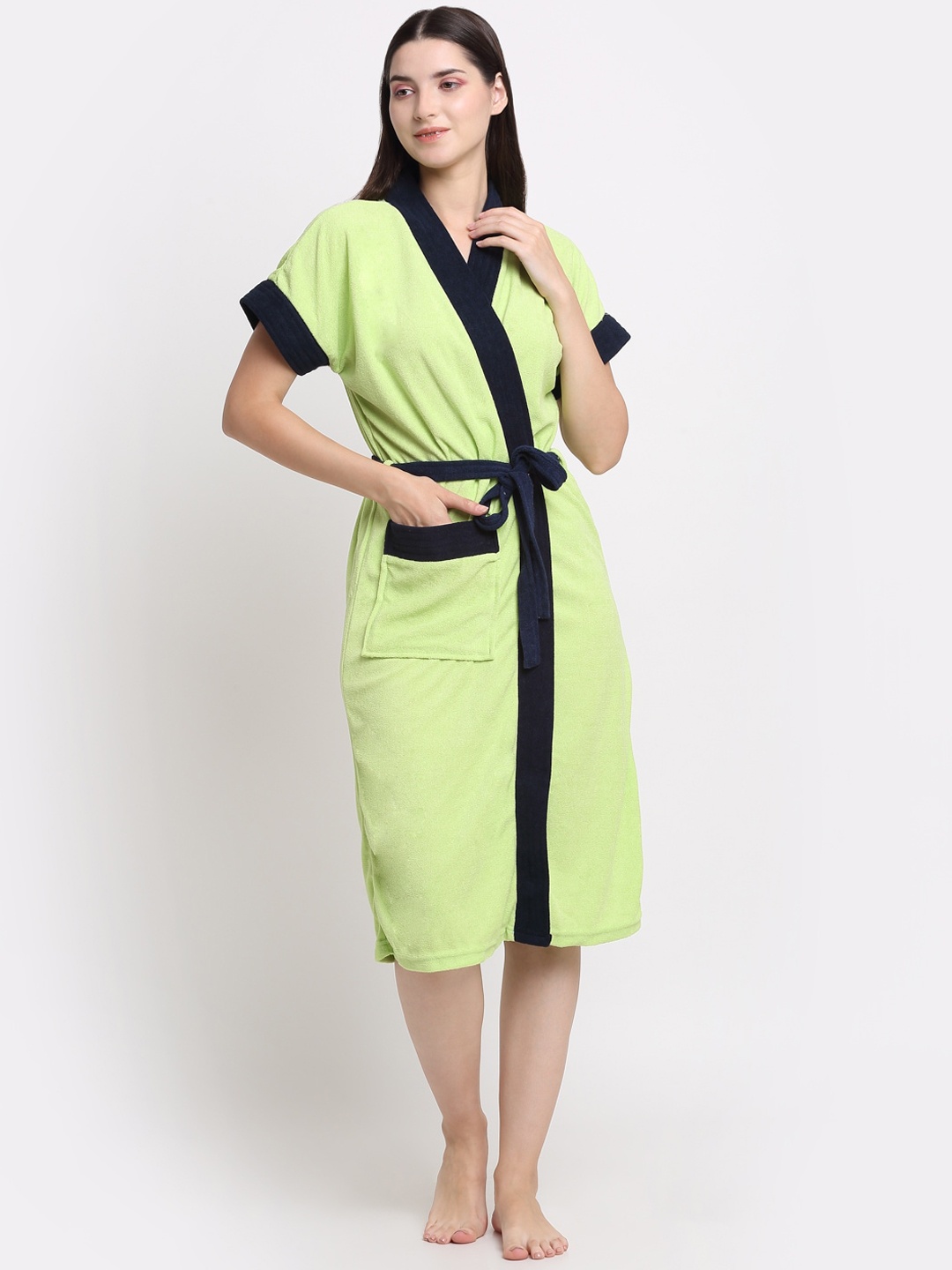 

Creeva Tie-Up Bath Robe, Green