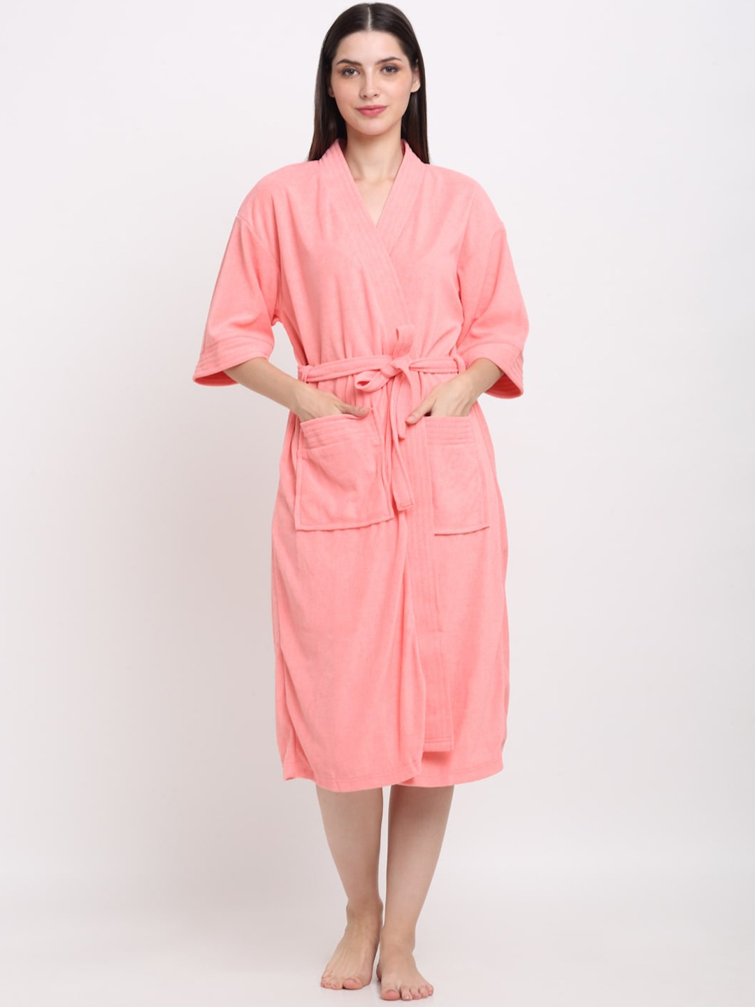 

Creeva Belted Terry Bath Robe, Pink