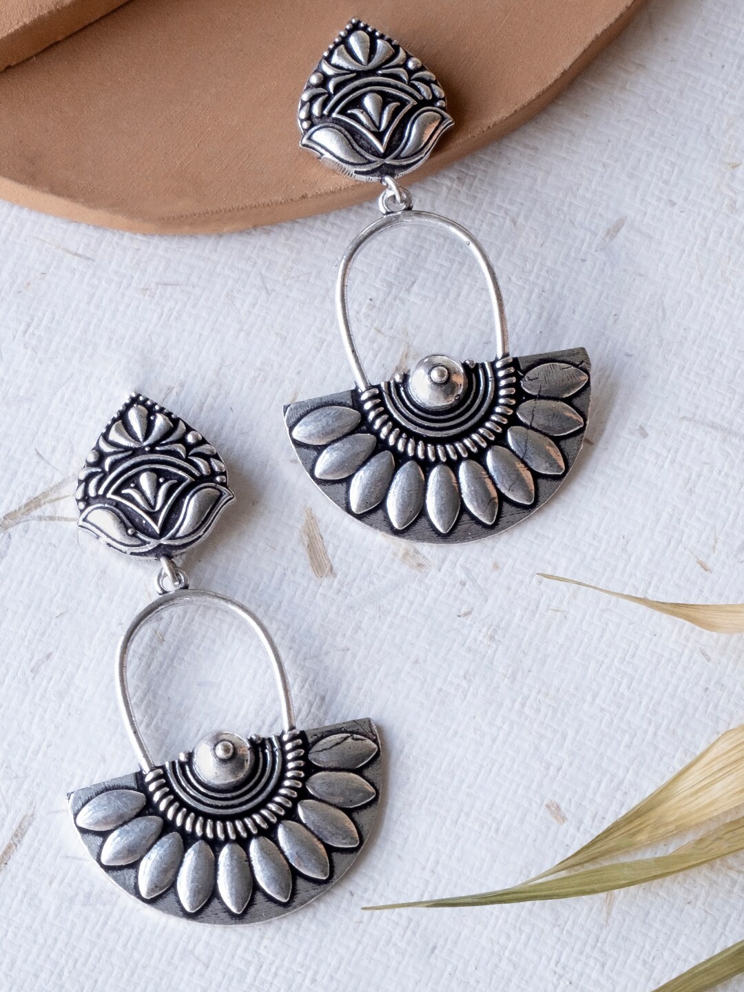 

Infuzze Silver-Plated Crescent Shaped Drop Earrings
