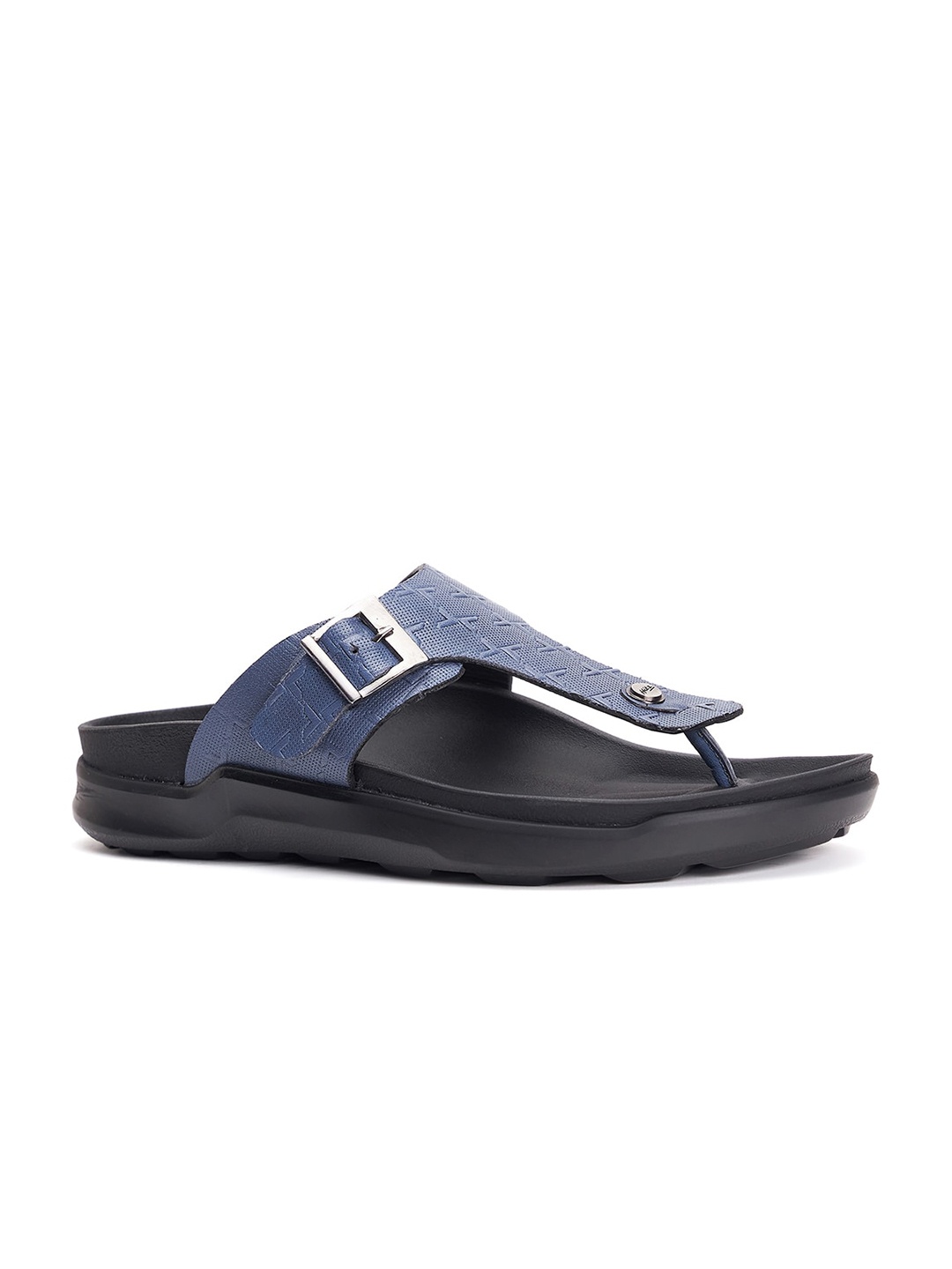 

Hitz Men Leather Comfort Sandals With Buckle Detail, Navy blue