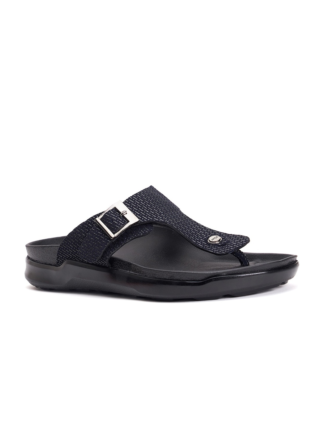 

Hitz Men Leather Comfort Sandals With Buckle Detail, Black