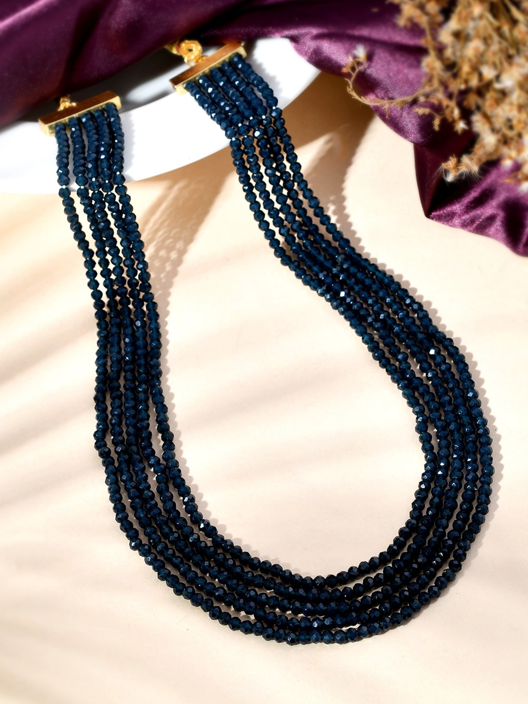 

Sanjog Artificial Stones and Beads Layered Necklace, Blue