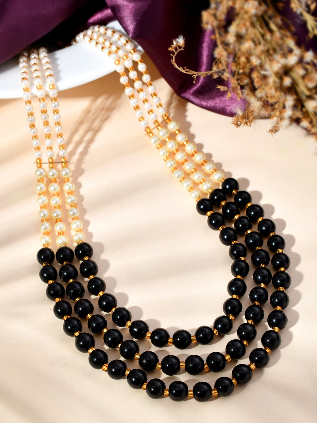 

Sanjog Brass Layered Necklace, Black