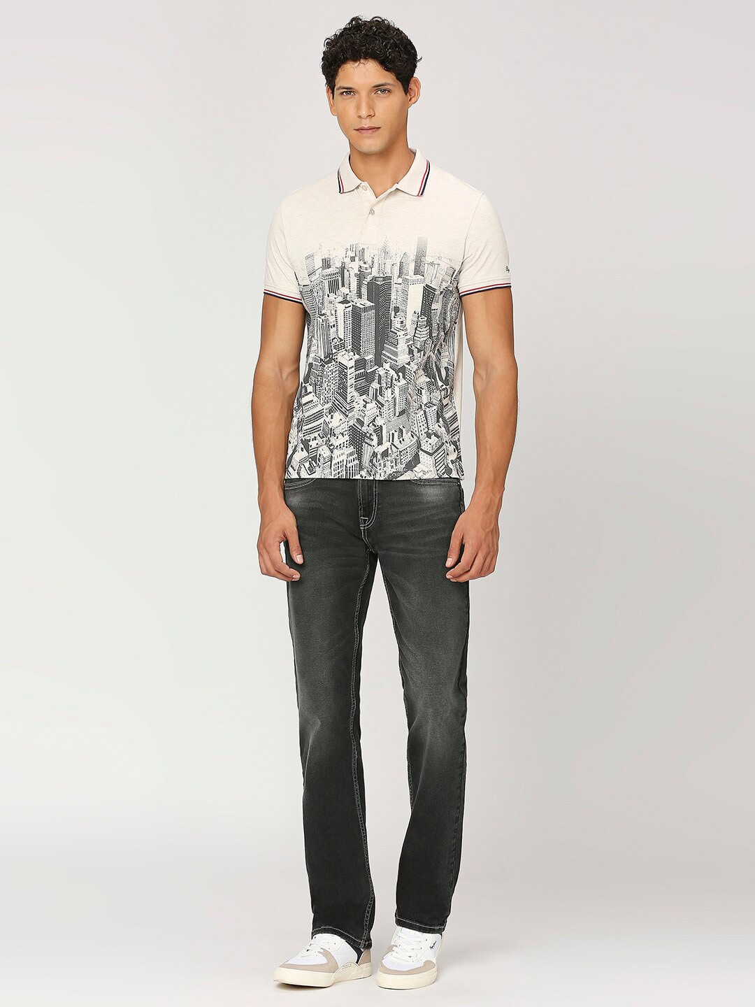 

Pepe Jeans Graphic Printed Polo Collar T-shirt, White