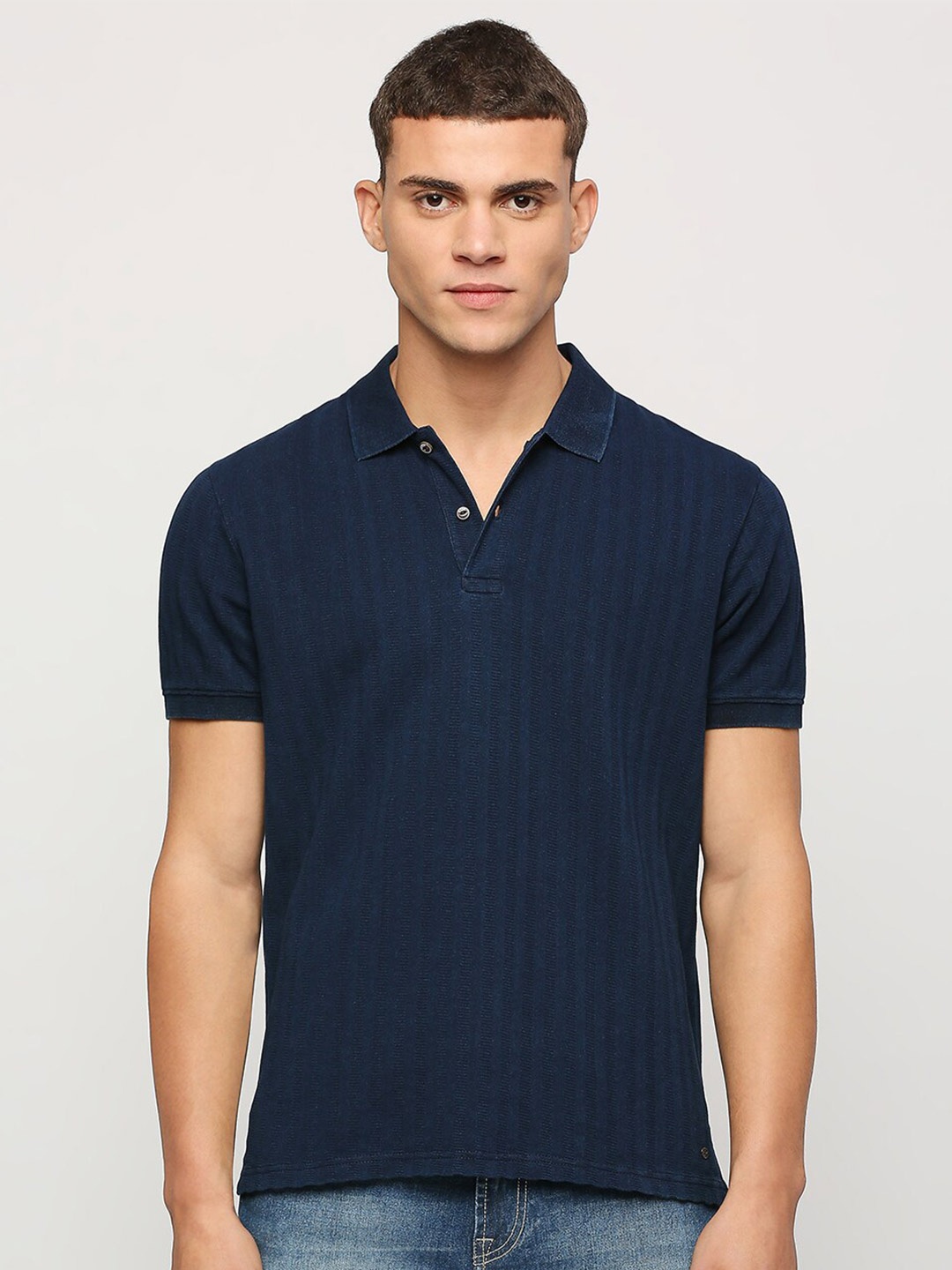 

Pepe Jeans Striped Polo Collar Cotton T-shirt, Blue